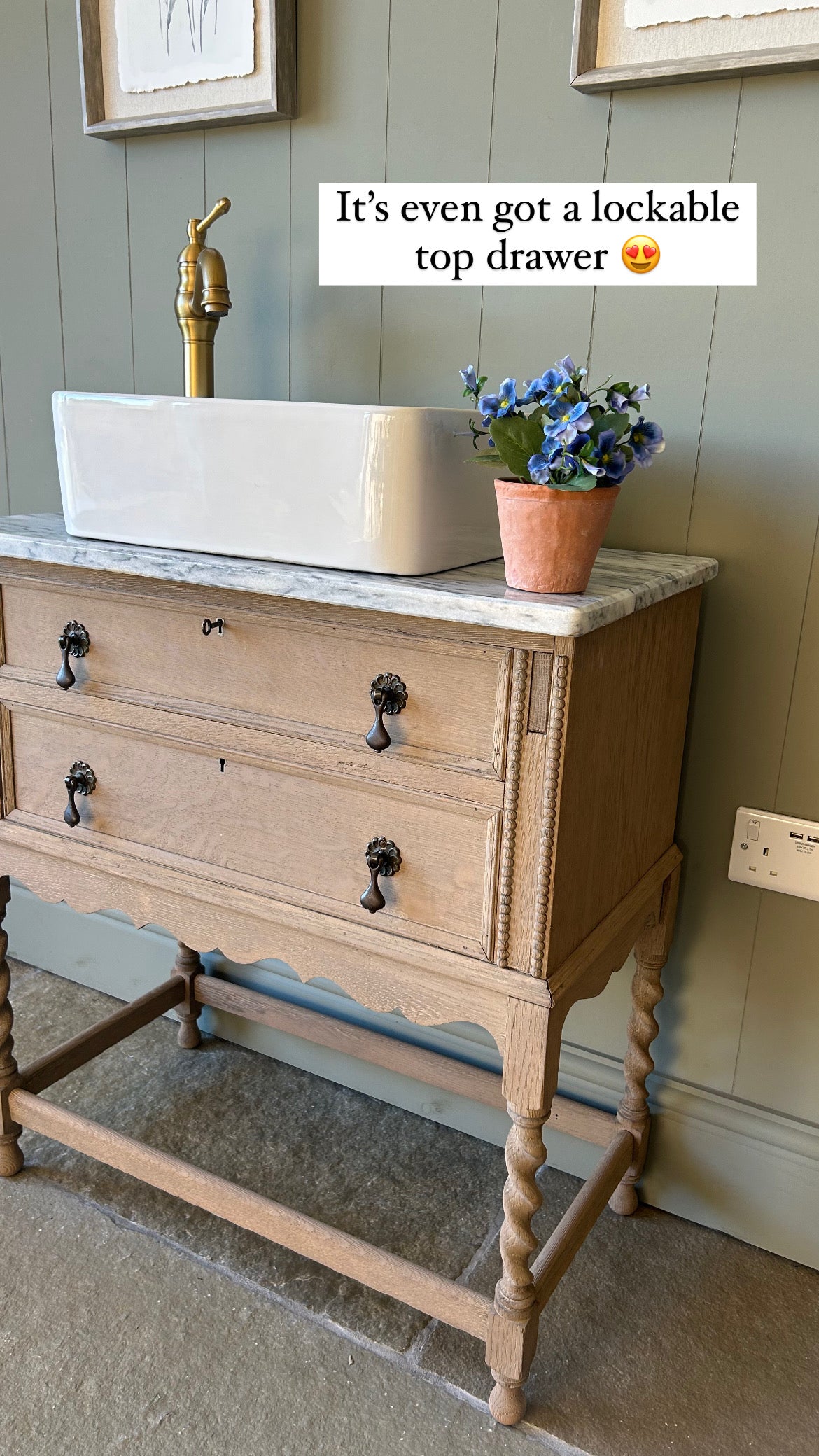 Vintage Oak Vanity Sink