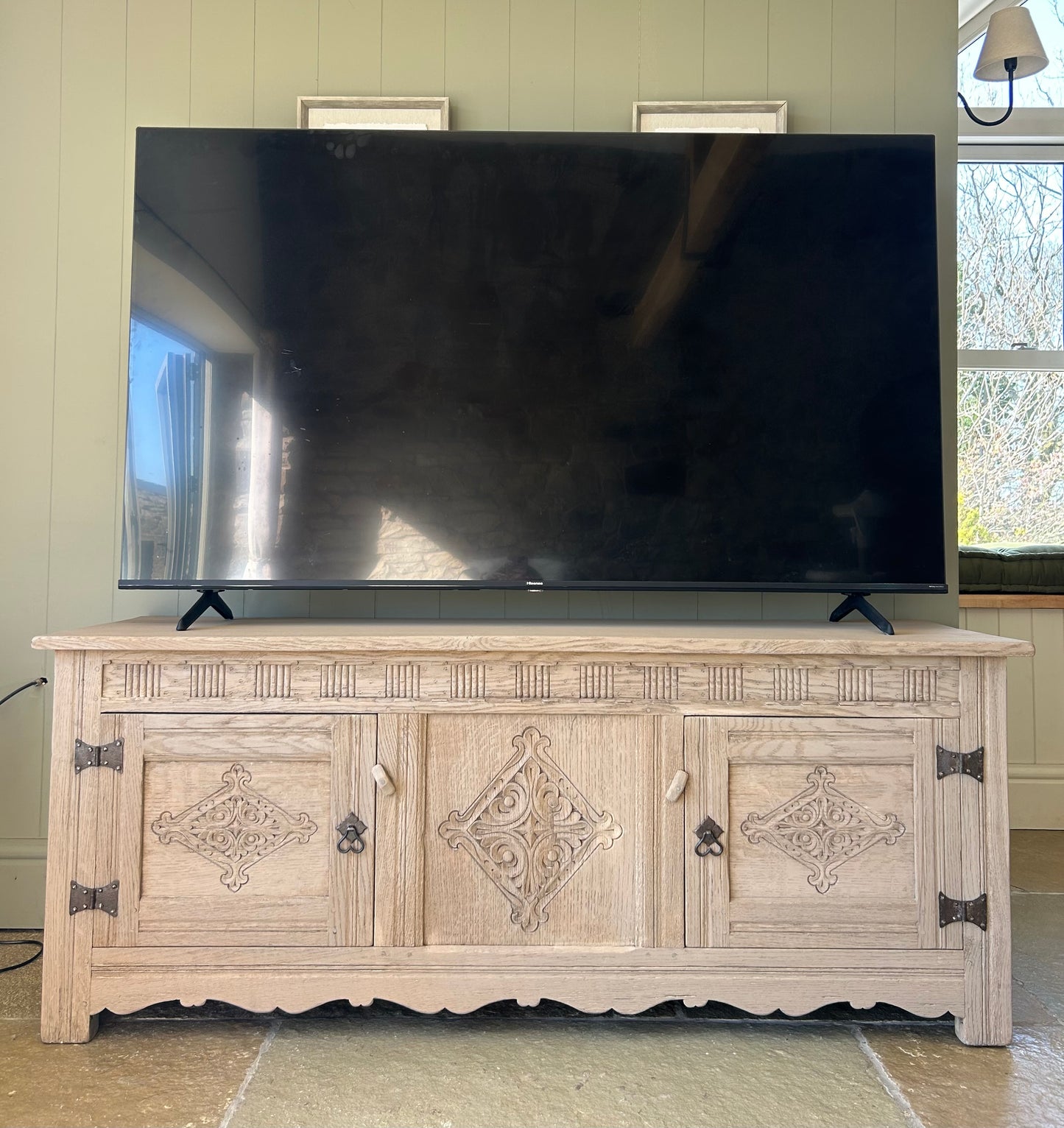 Vintage Solid Oak Media Television stand