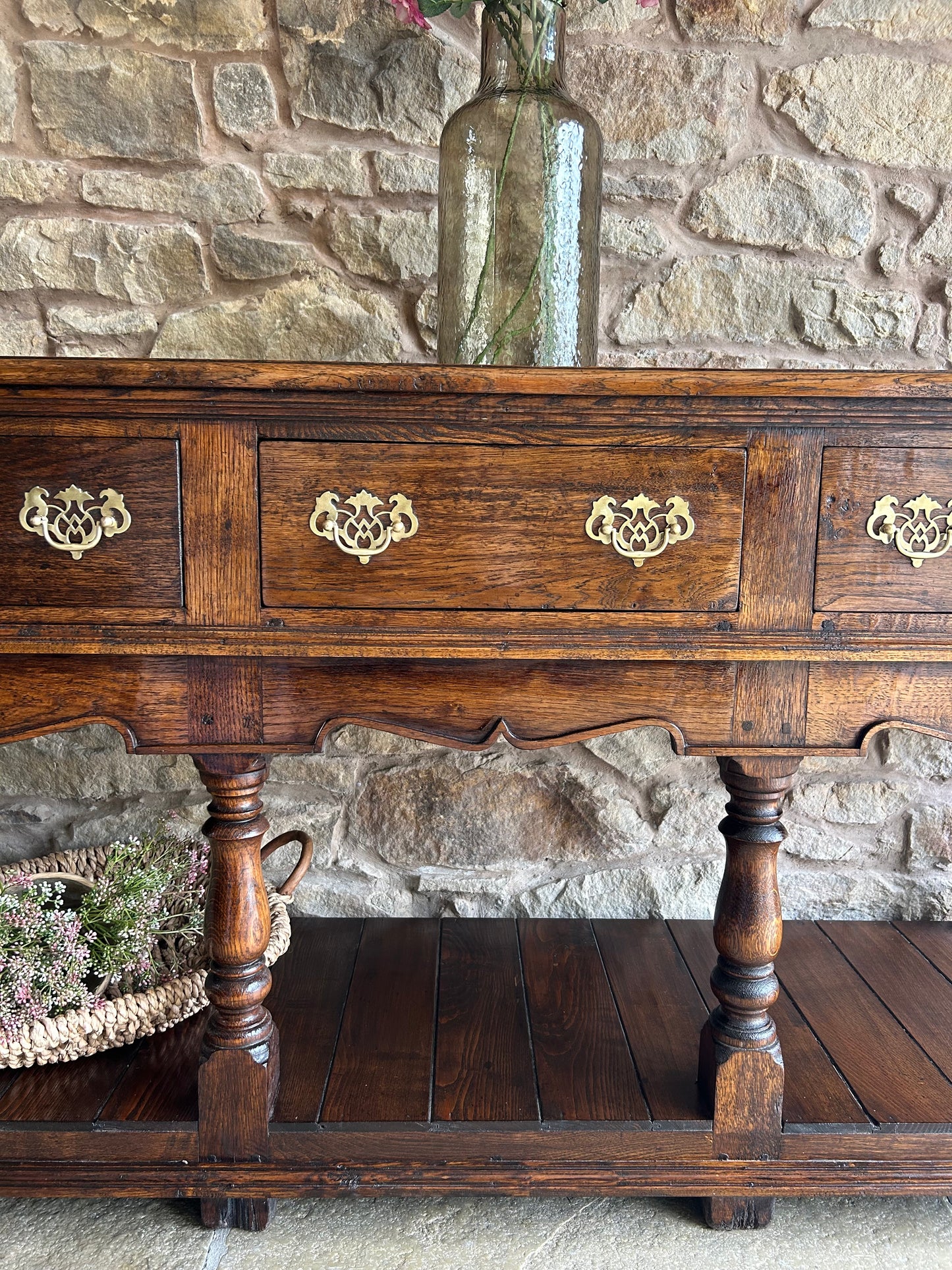 Antique Solid Oak Console Table (153cm wide)