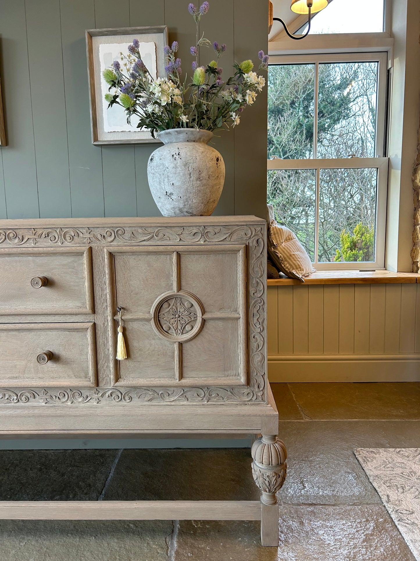 Vintage Weathered Oak Sideboard