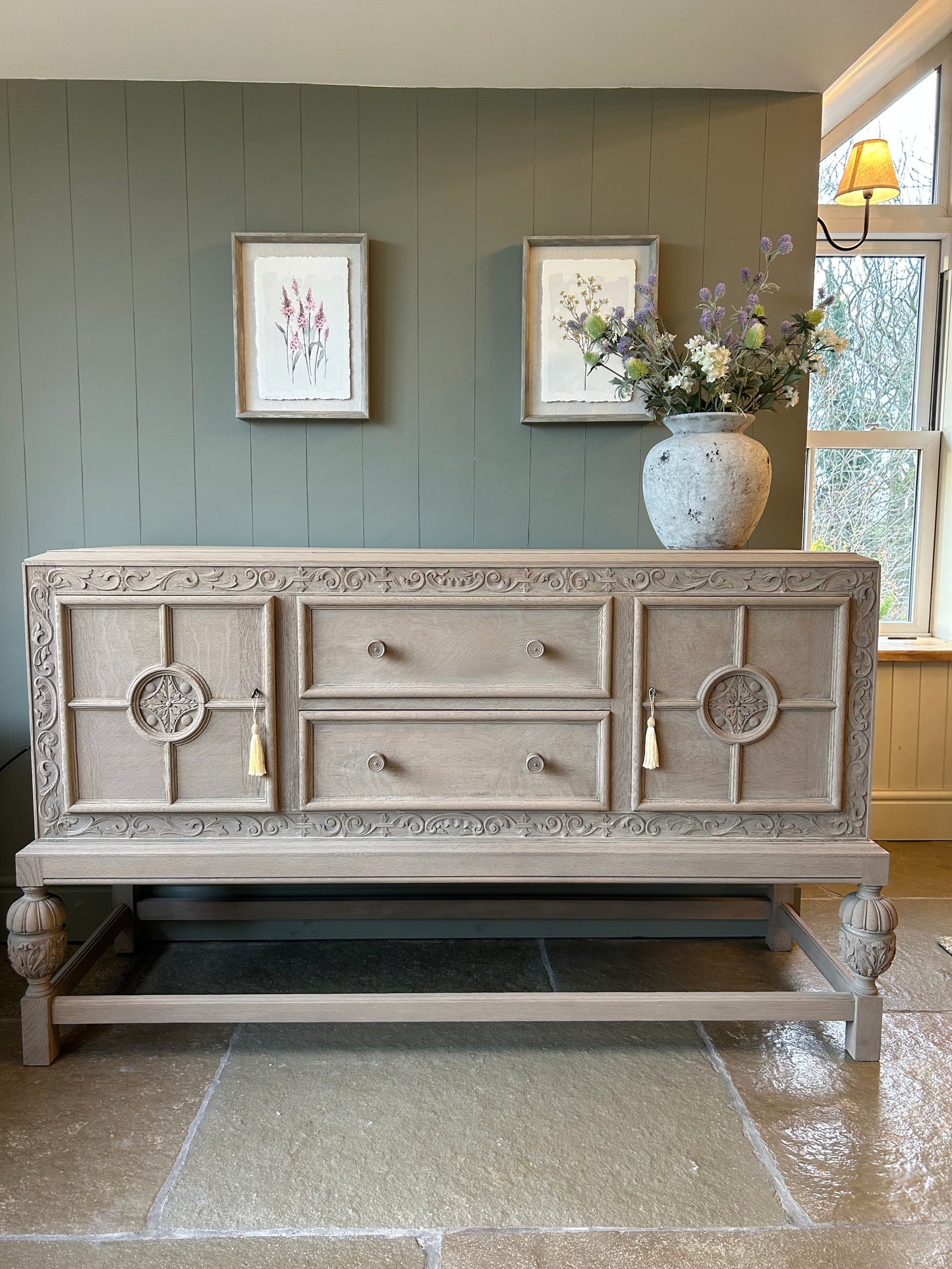 Vintage Weathered Oak Sideboard