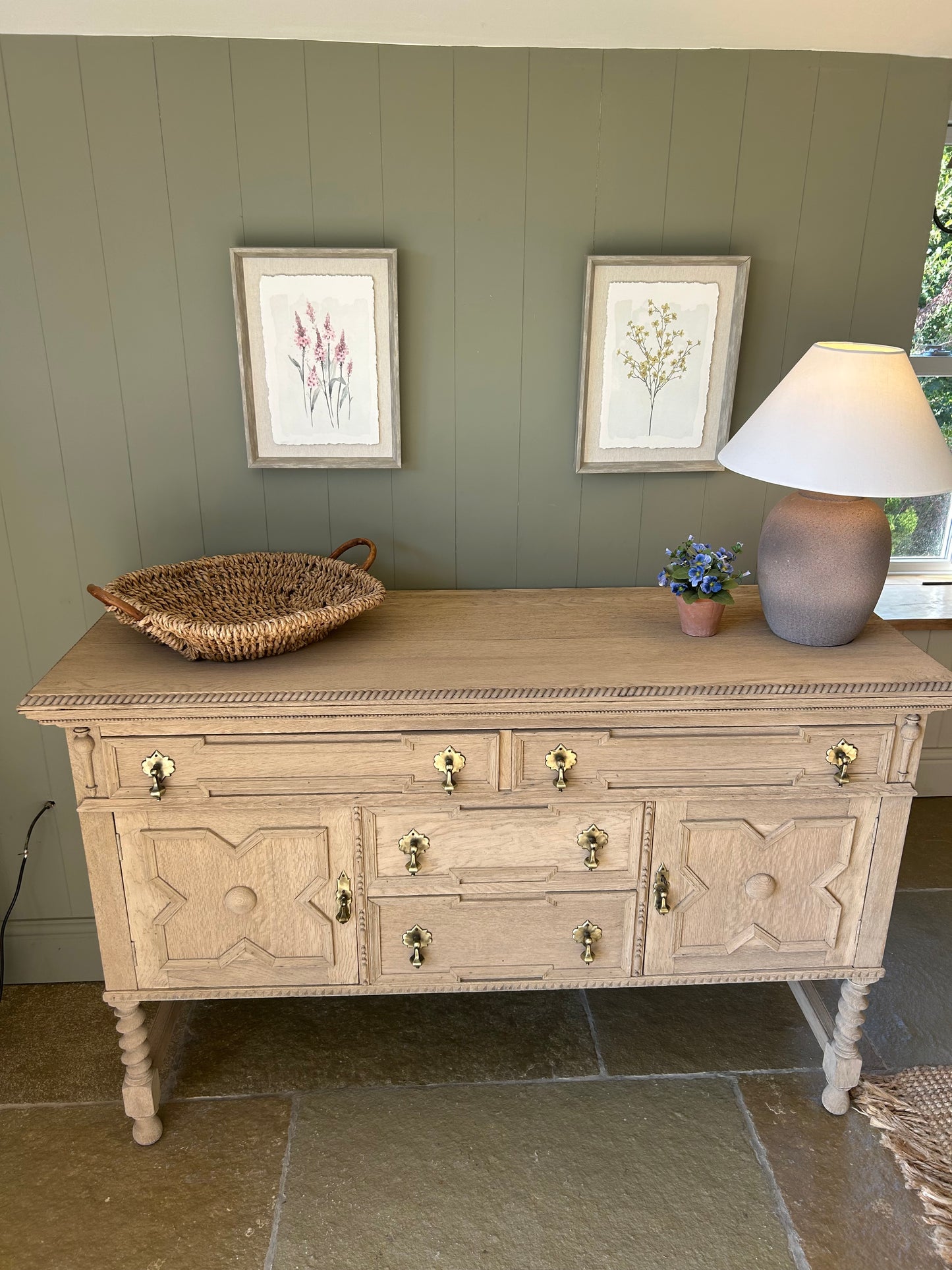 Medium Sized Rustic Raw Oak Sideboard