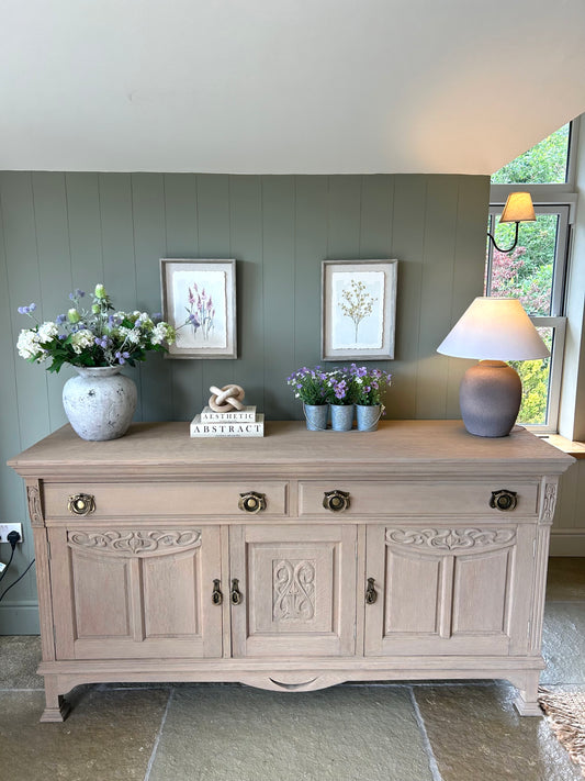 Large Solid Weathered Oak Sideboard.