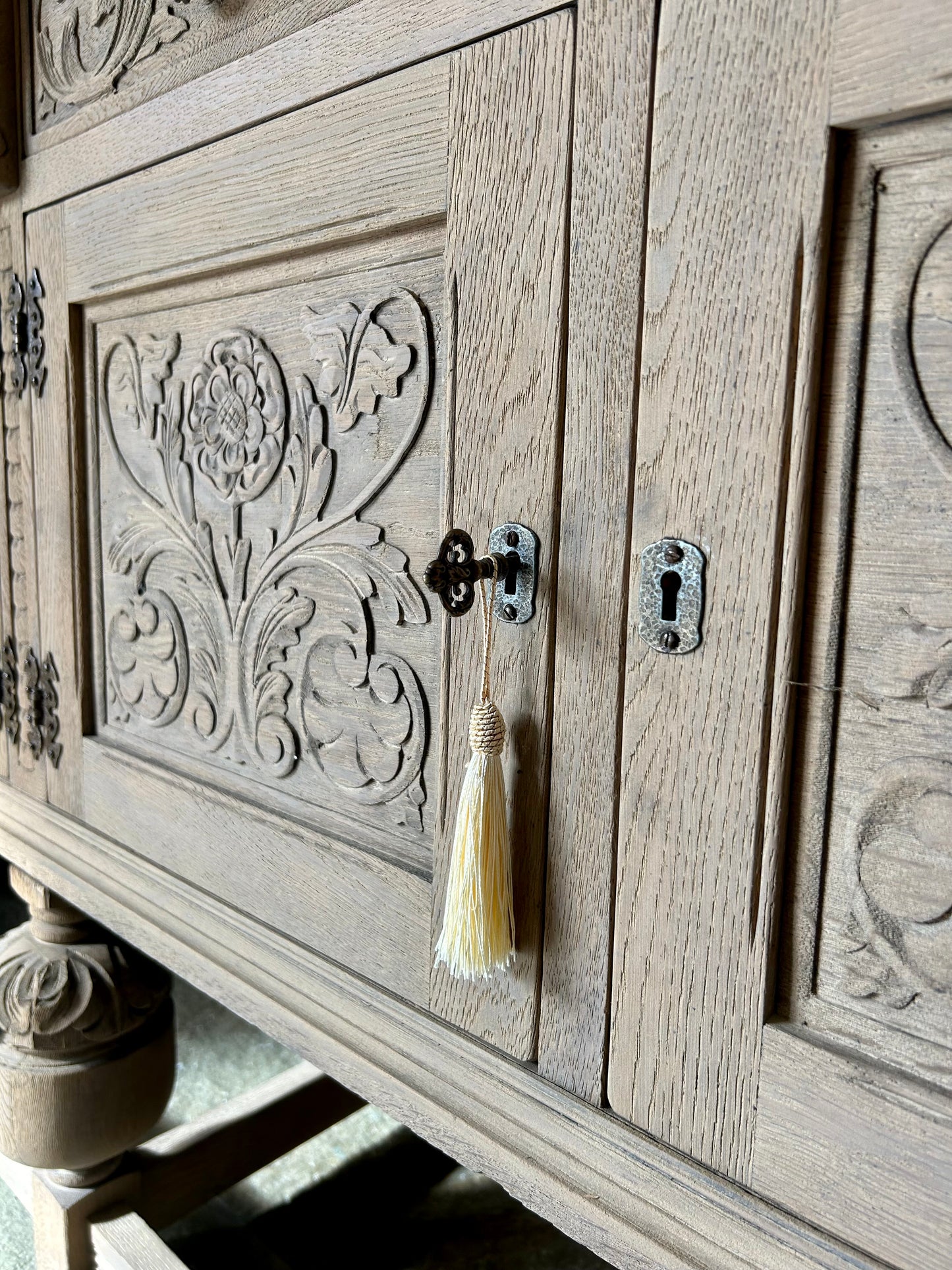 Large Vintage Oak Sideboard finished in a weathered oak