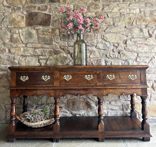 Antique Solid Oak Console Table (153cm wide)