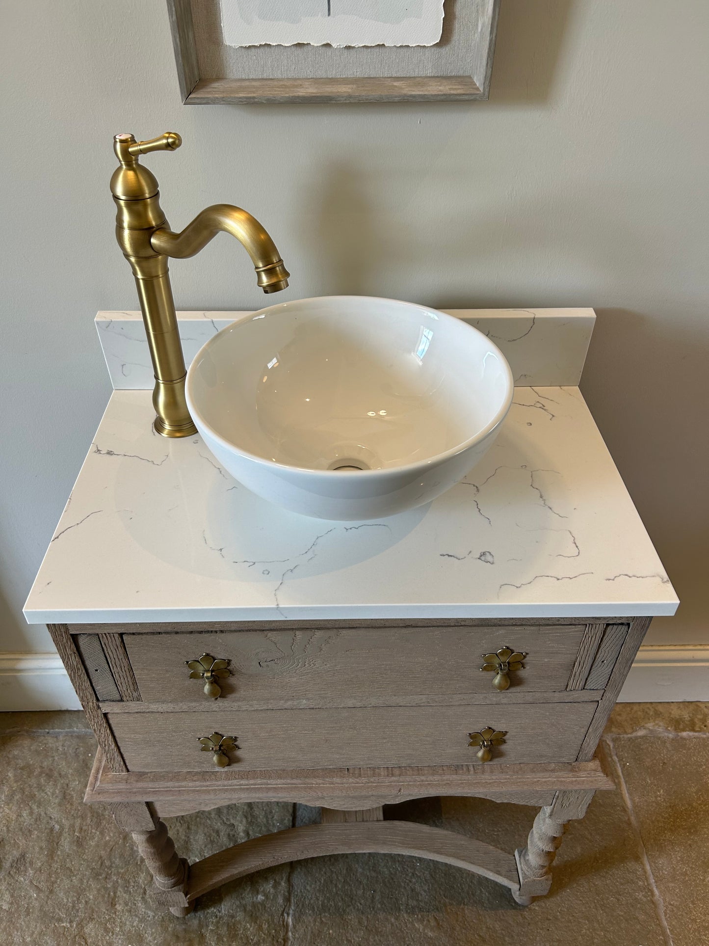 Small Vanity Sink with Marble top and Upstand.