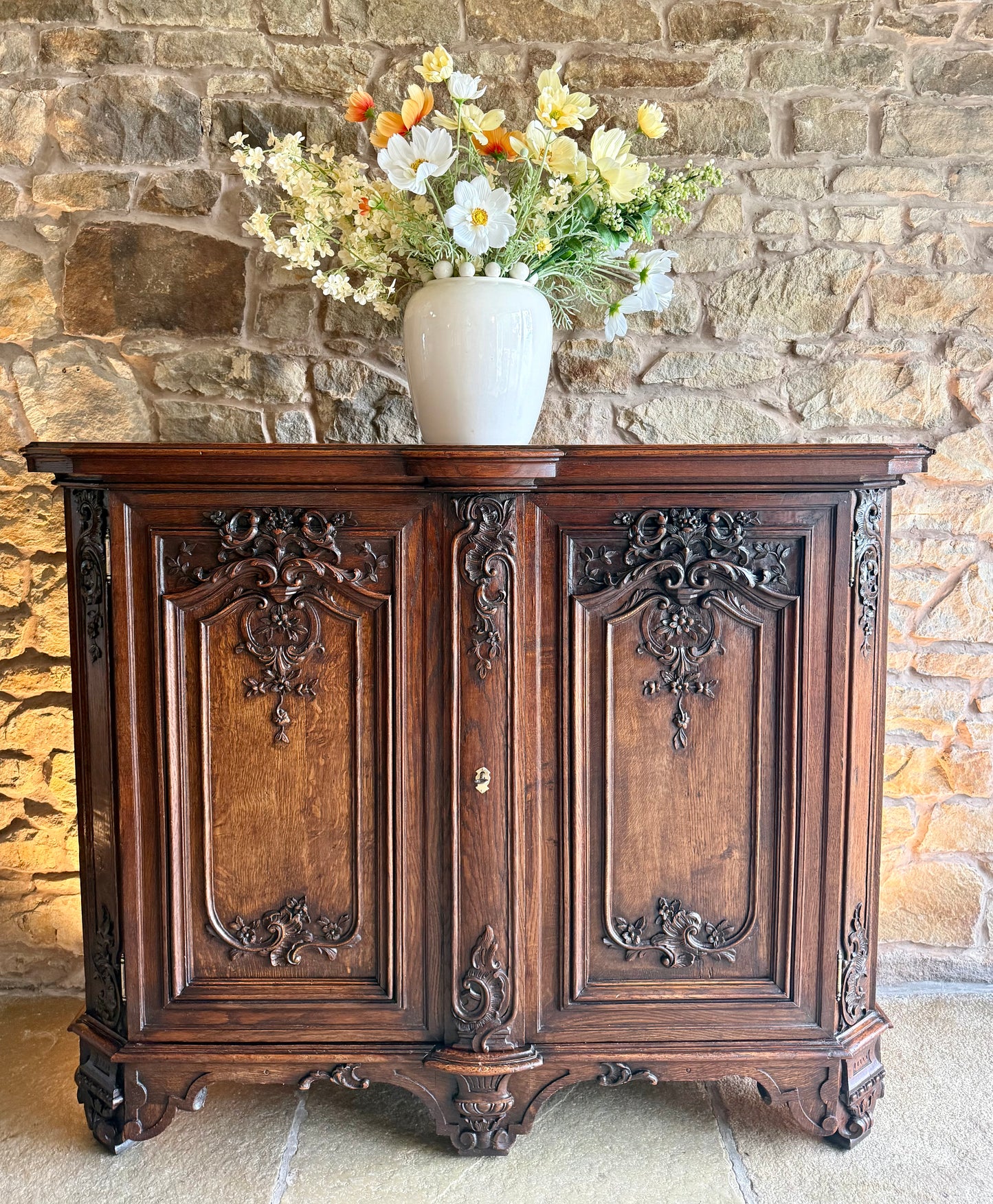Antique Oak Sideboard with Beautiful Carvings