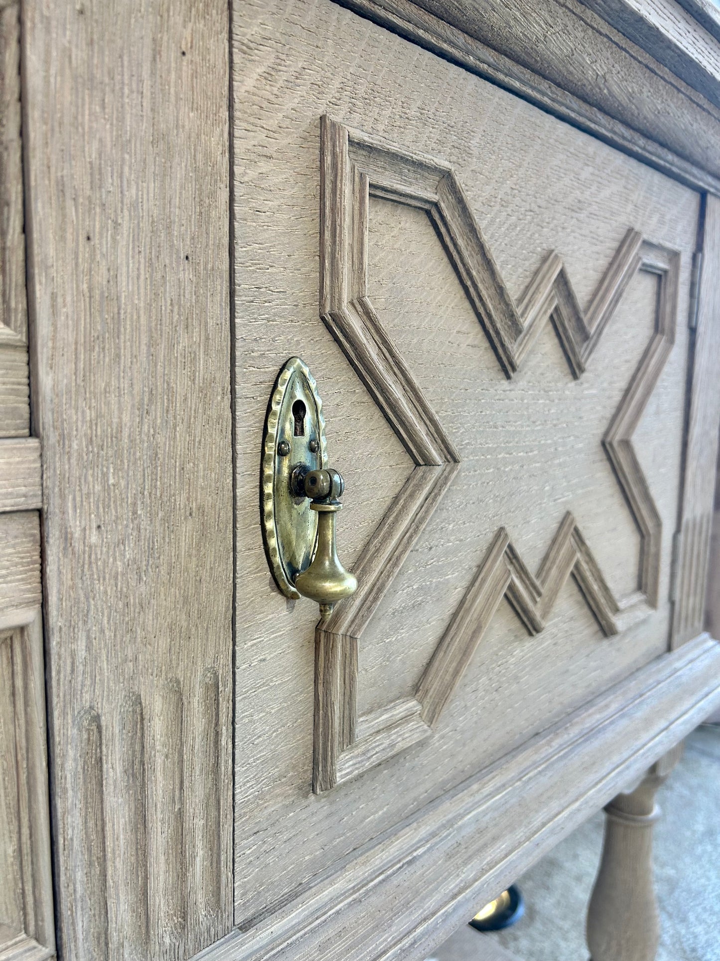 Large Weathered Oak Console Sideboard by Waring and Gillows of Lancaster