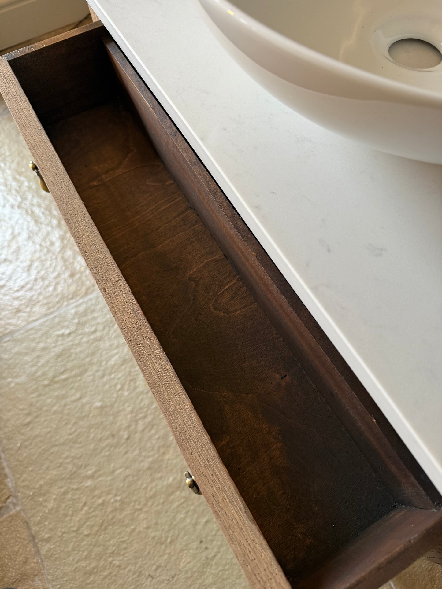 Single Oak Vanity Sink, Quartz Top, Upstand and Basin (78cm)