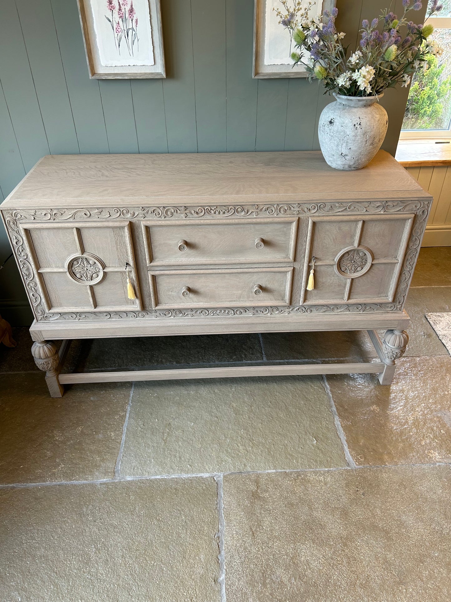 Vintage Weathered Oak Sideboard