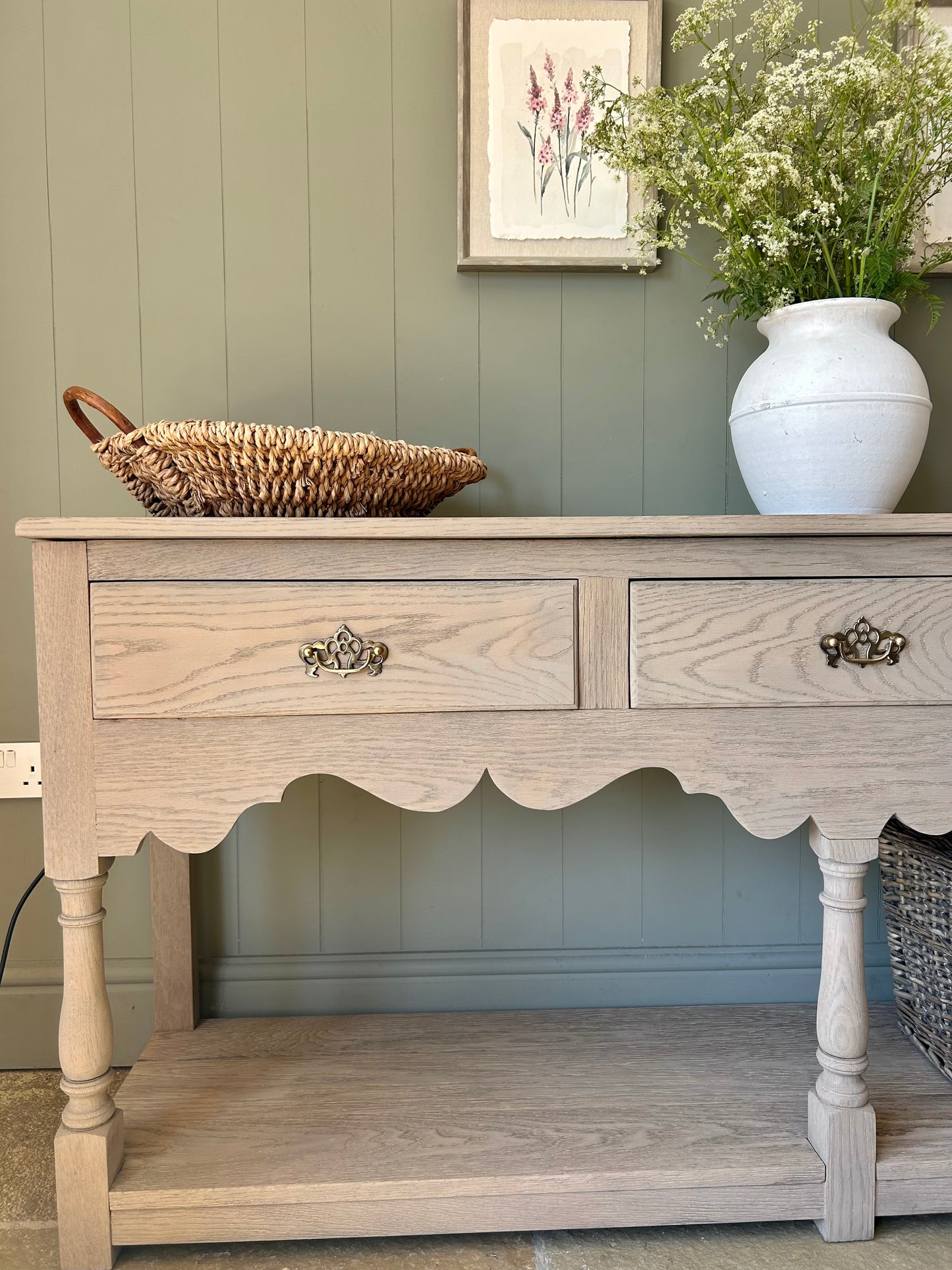 Large Solid Light Oak Console Table (181cm wide)
