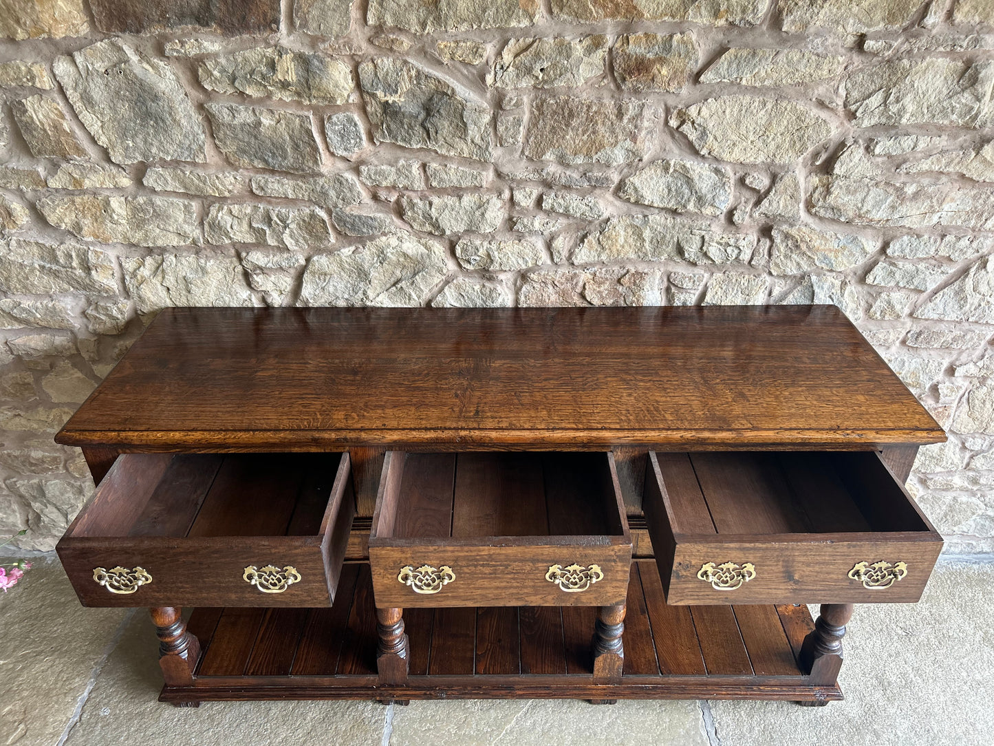 Antique Solid Oak Console Table (153cm wide)