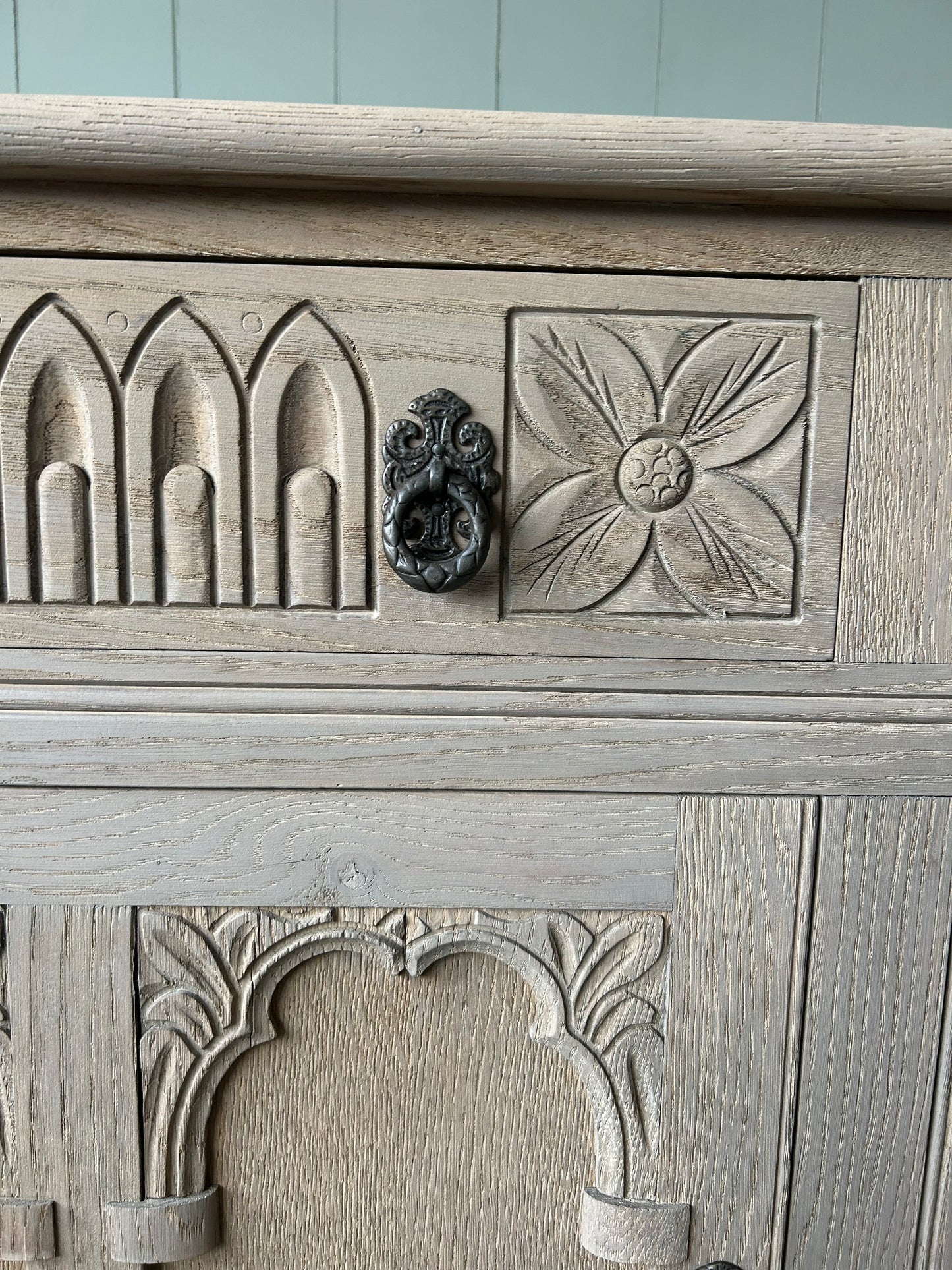 Small Vintage Weathered Oak Sideboard