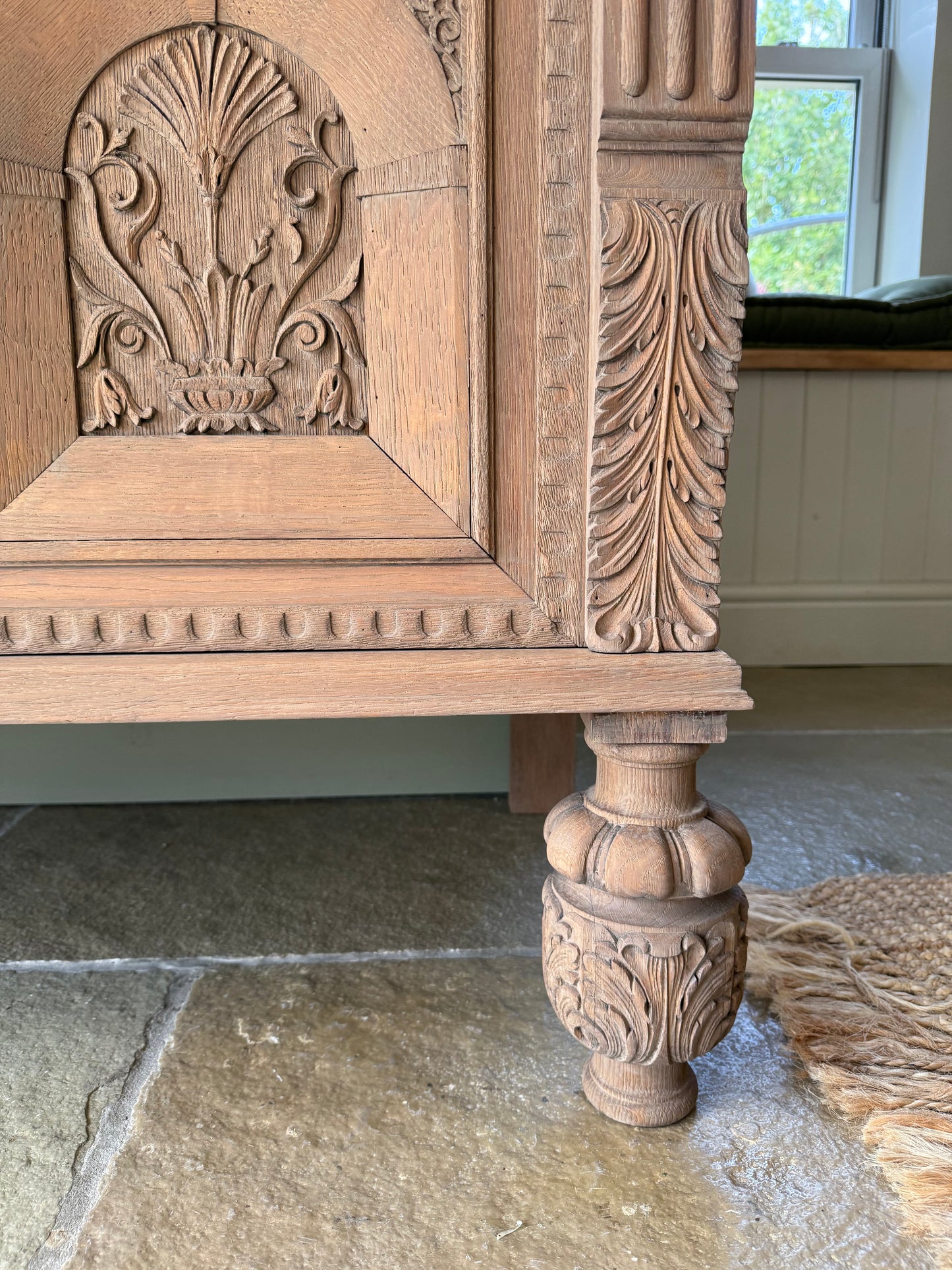 Large Antique Solid Oak Vanity Sink, Carrara Quartz top, Upstand and two basins. (168cm wide)