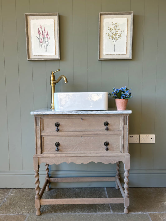 Vintage Oak Vanity Sink