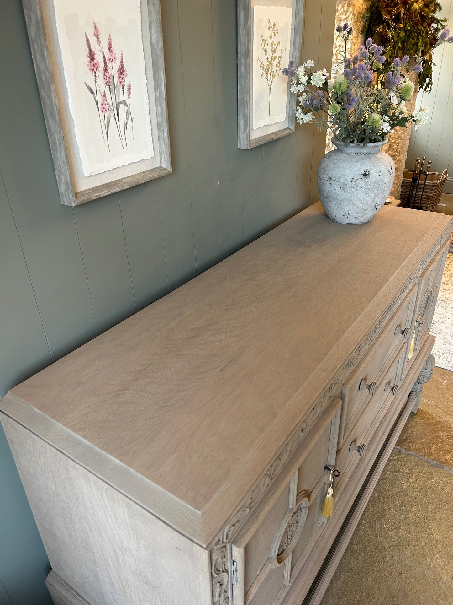 Vintage Weathered Oak Sideboard