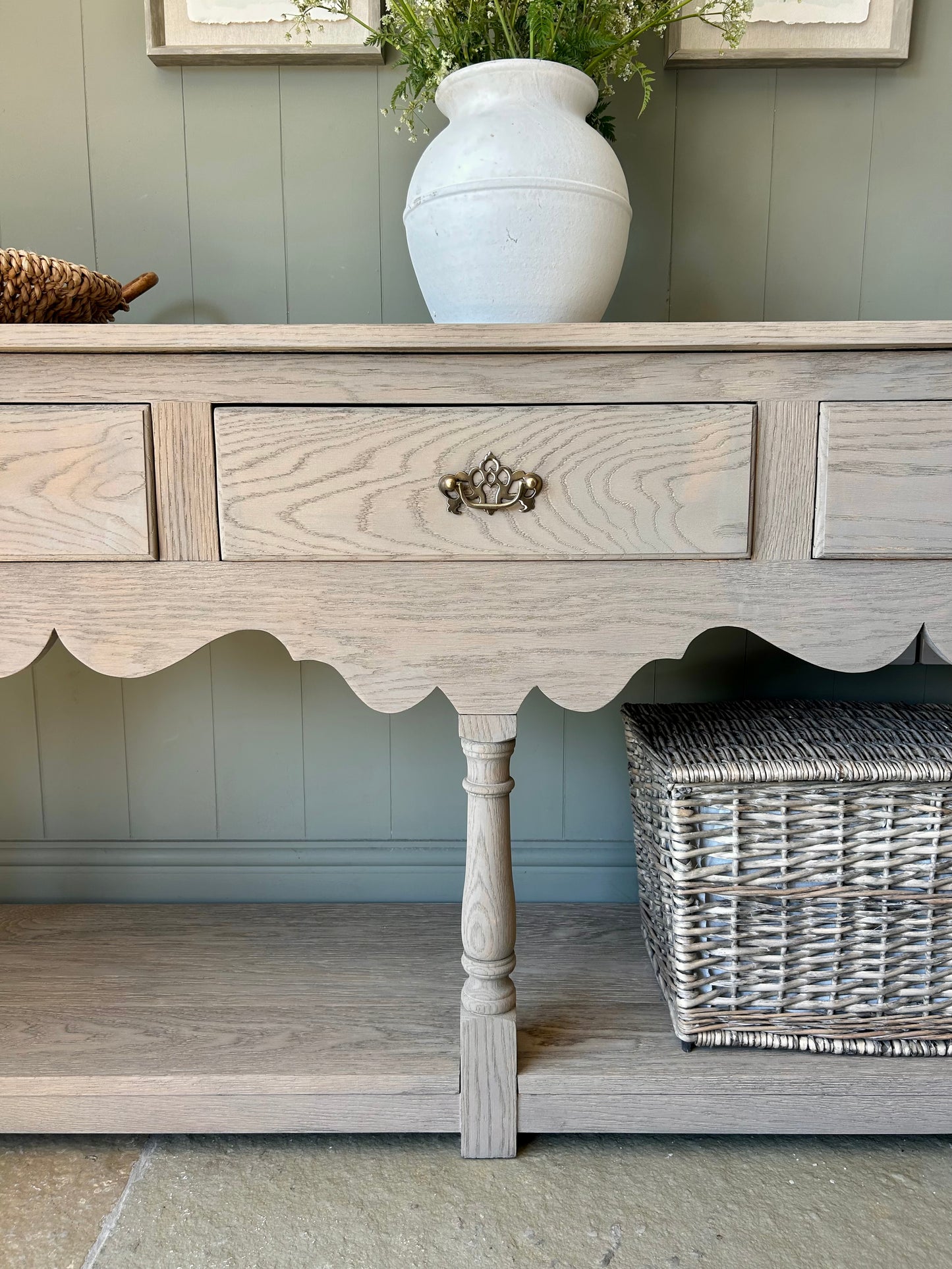 Large Solid Light Oak Console Table (181cm wide)