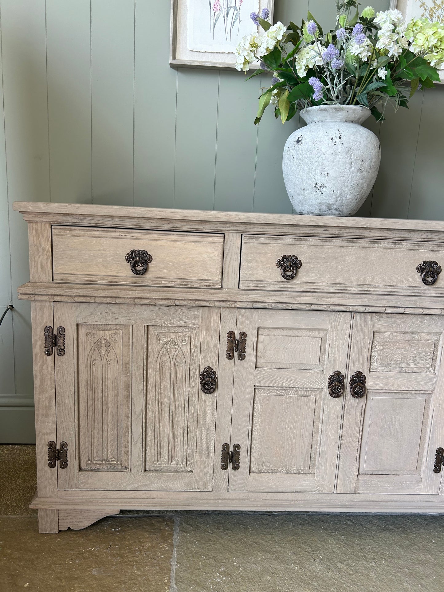Large Weathered Oak Sideboard