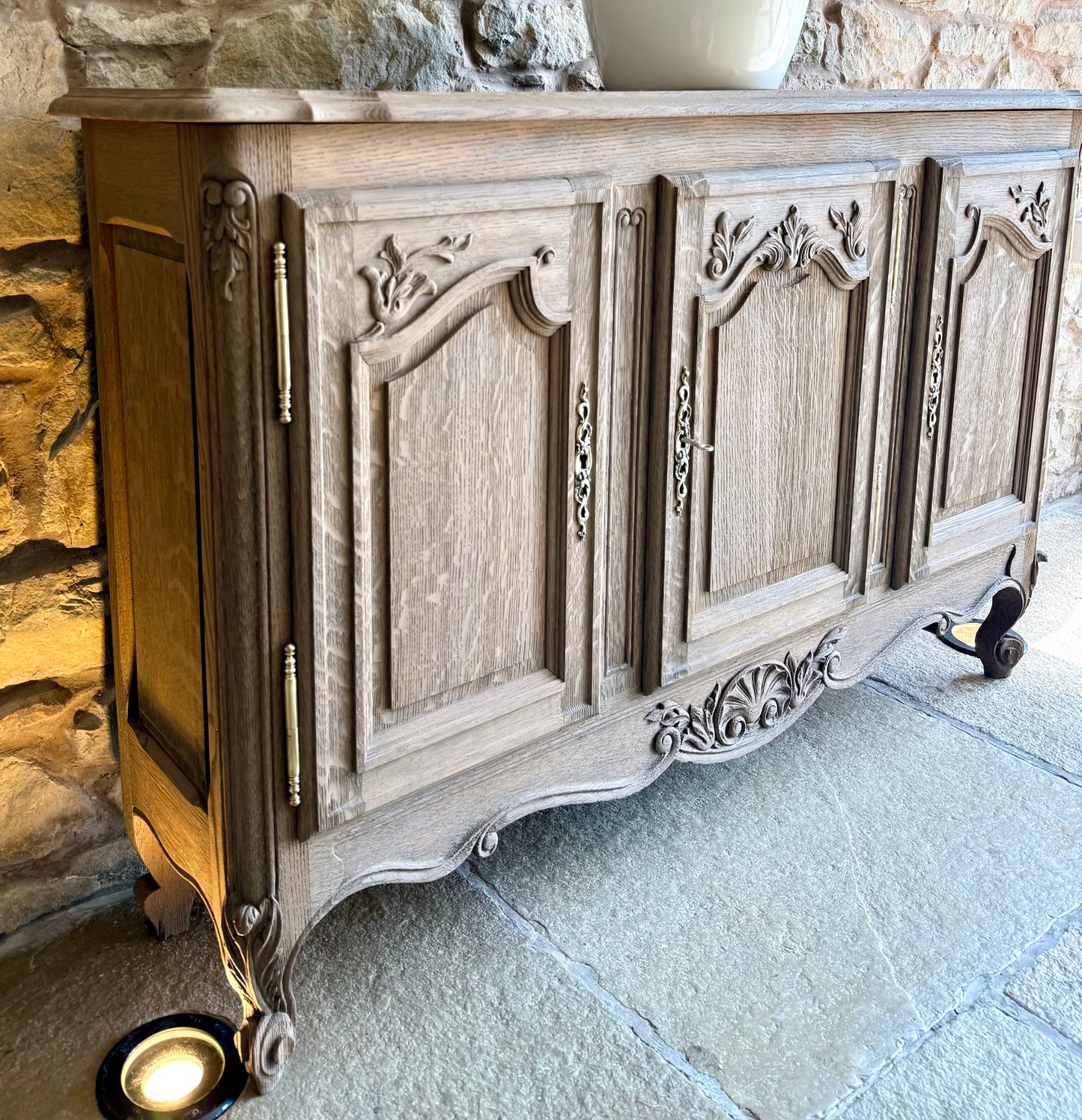 Narrow Vintage Oak Sideboard