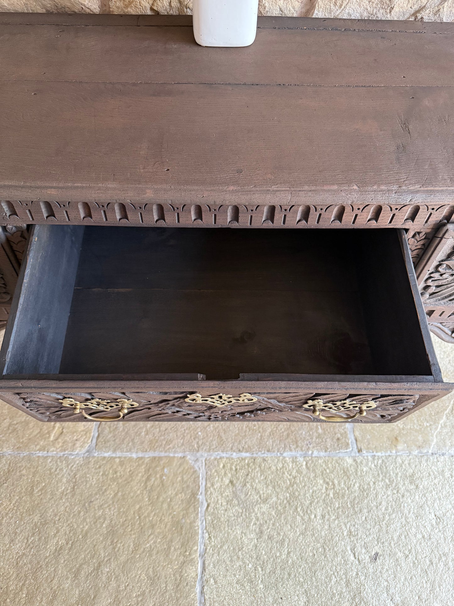1700s Antique Carved Oak Console Table