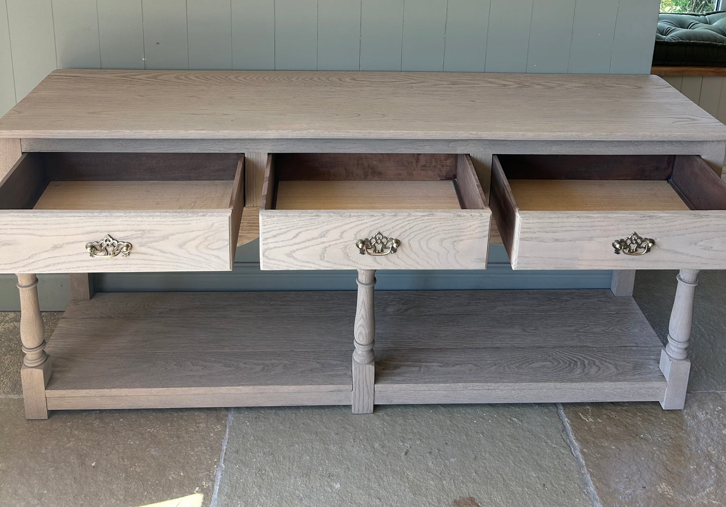 Large Solid Light Oak Console Table (181cm wide)
