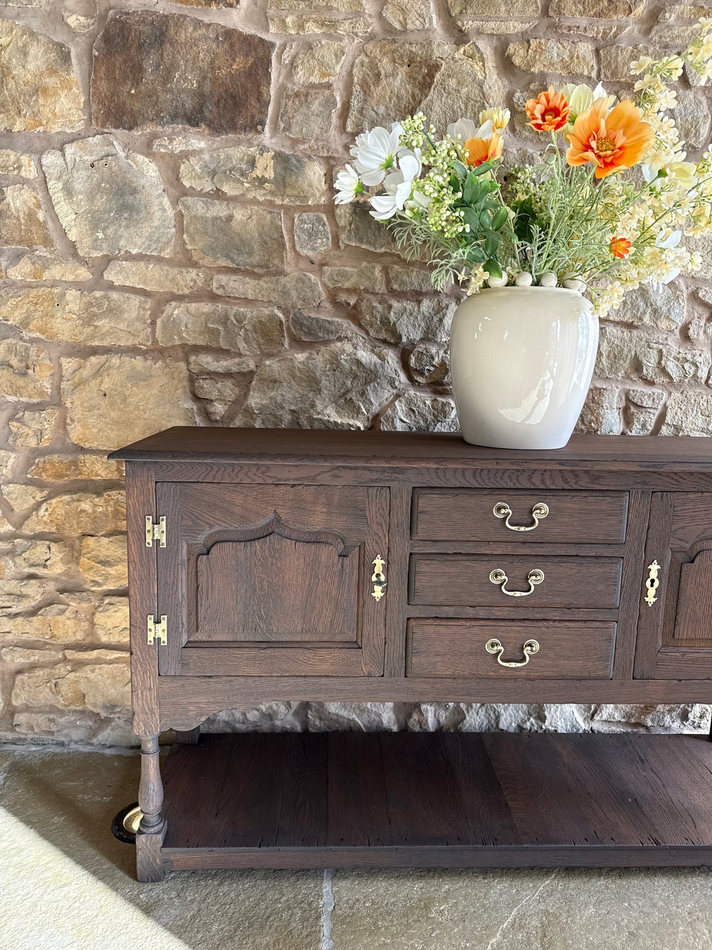 Antique Solid Oak Console Table
