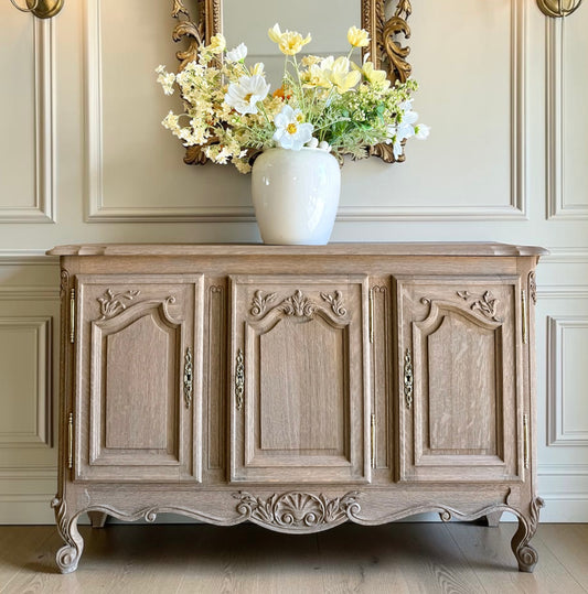 Narrow Vintage Oak Sideboard