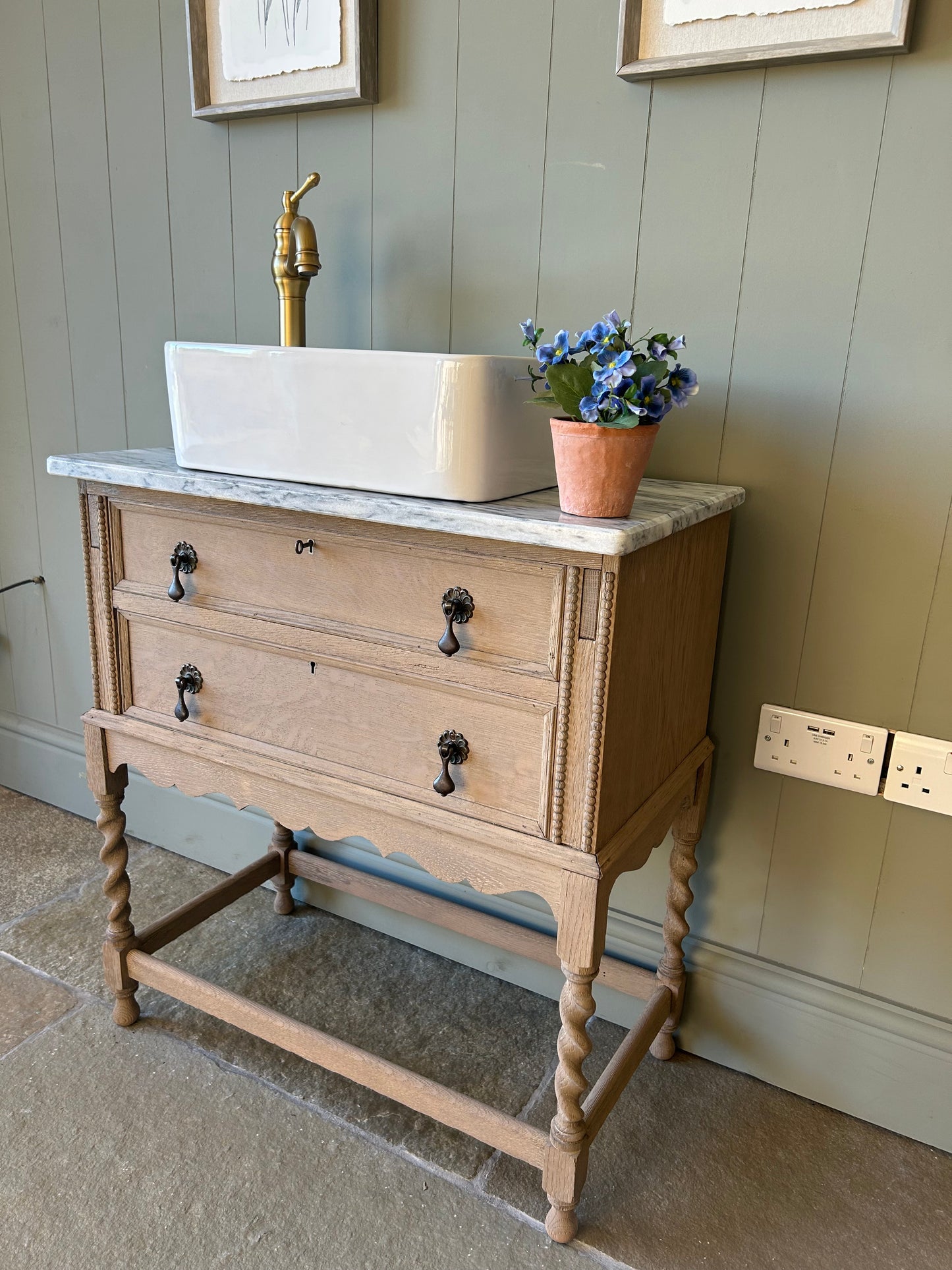 Vintage Oak Vanity Sink