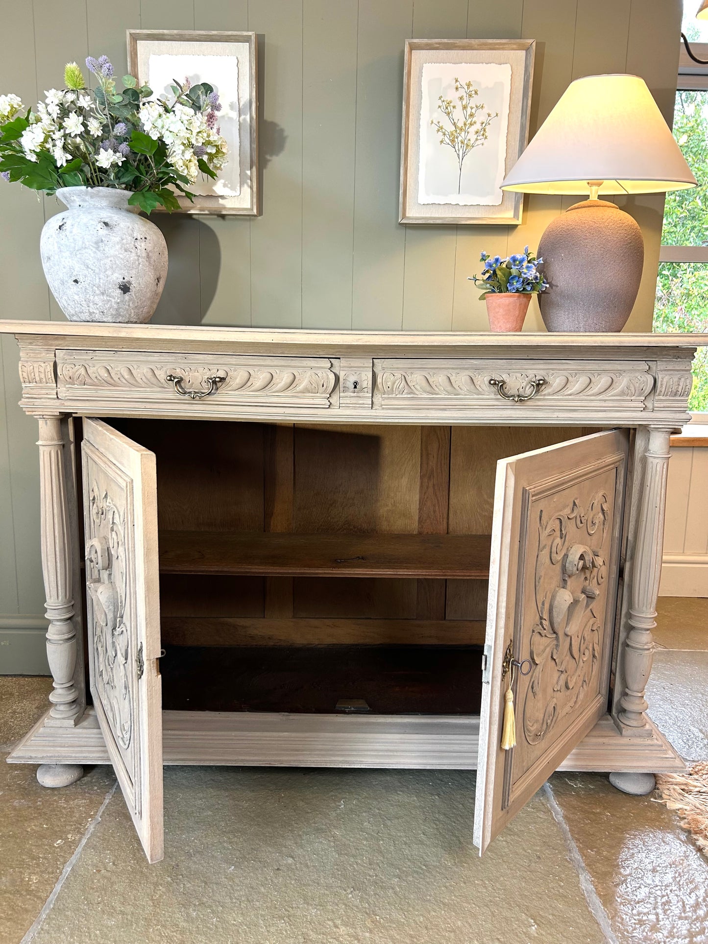 Carved Oak Sideboard