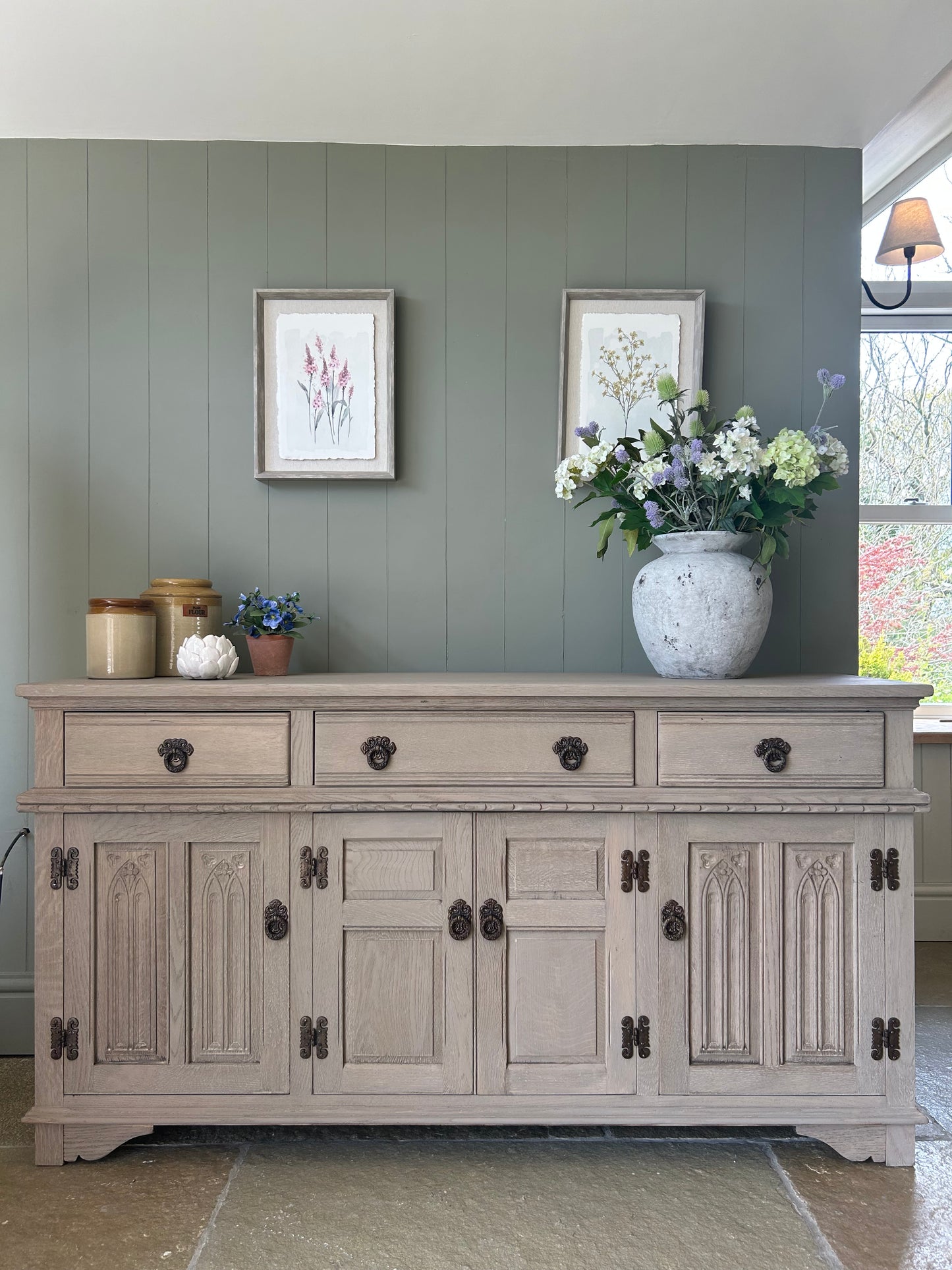 Large Weathered Oak Sideboard