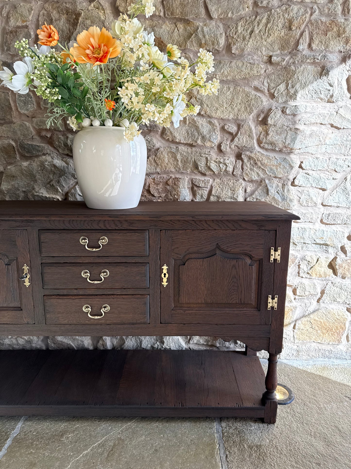 Antique Solid Oak Console Table