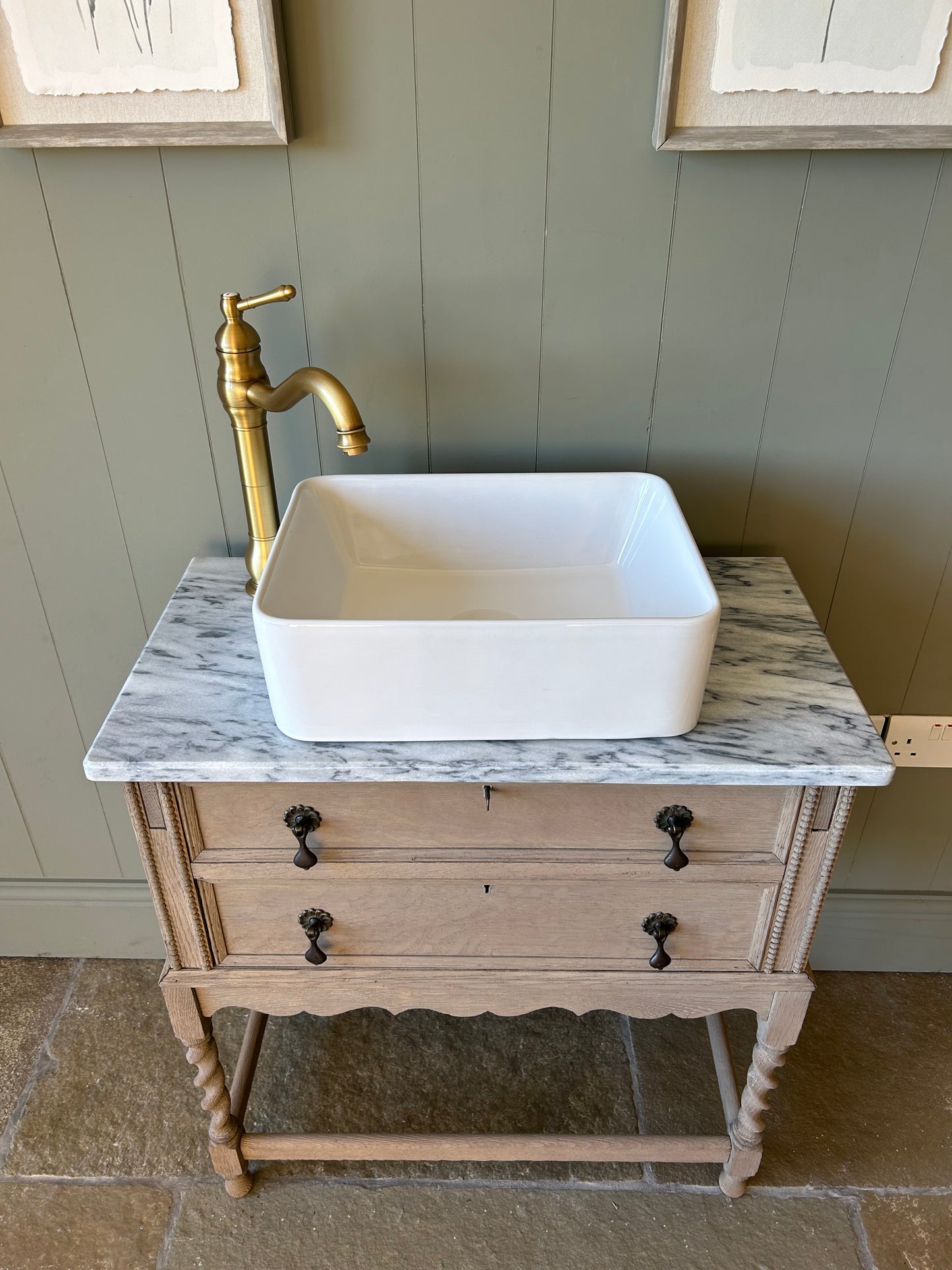 Vintage Oak Vanity Sink