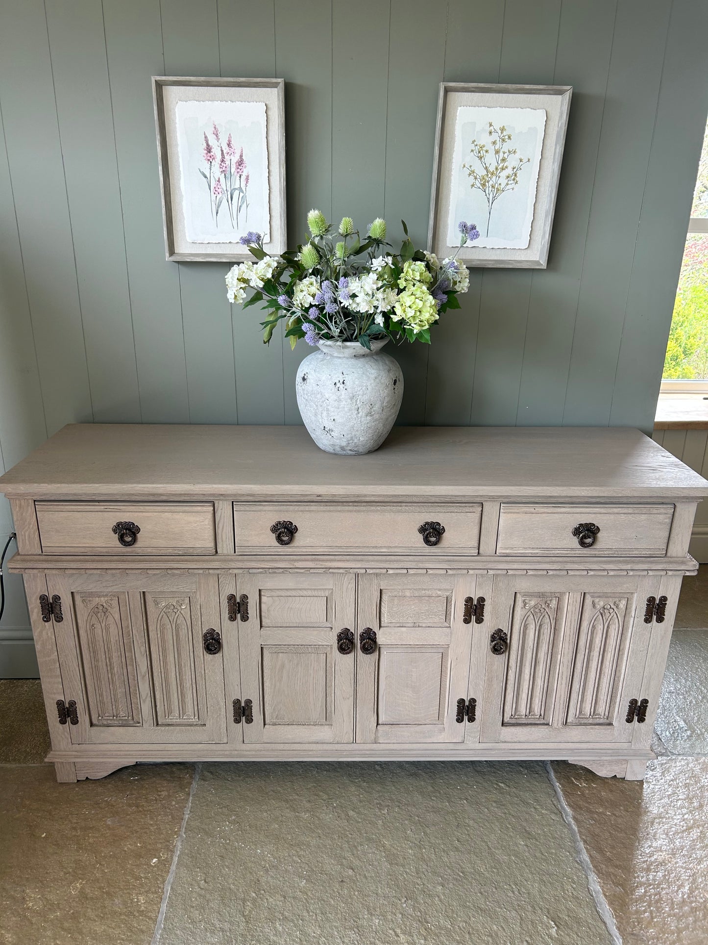 Large Weathered Oak Sideboard