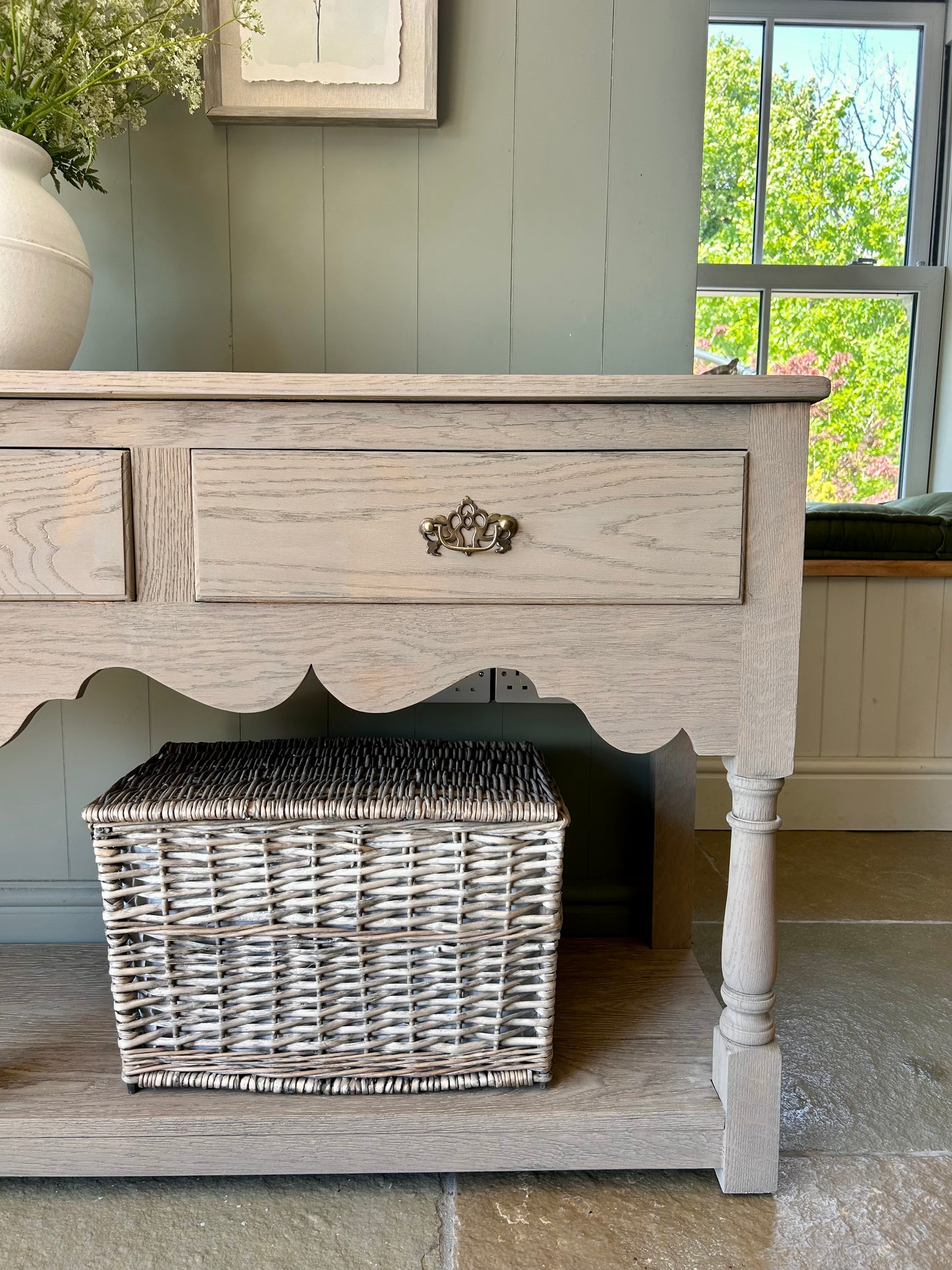 Large Solid Light Oak Console Table (181cm wide)