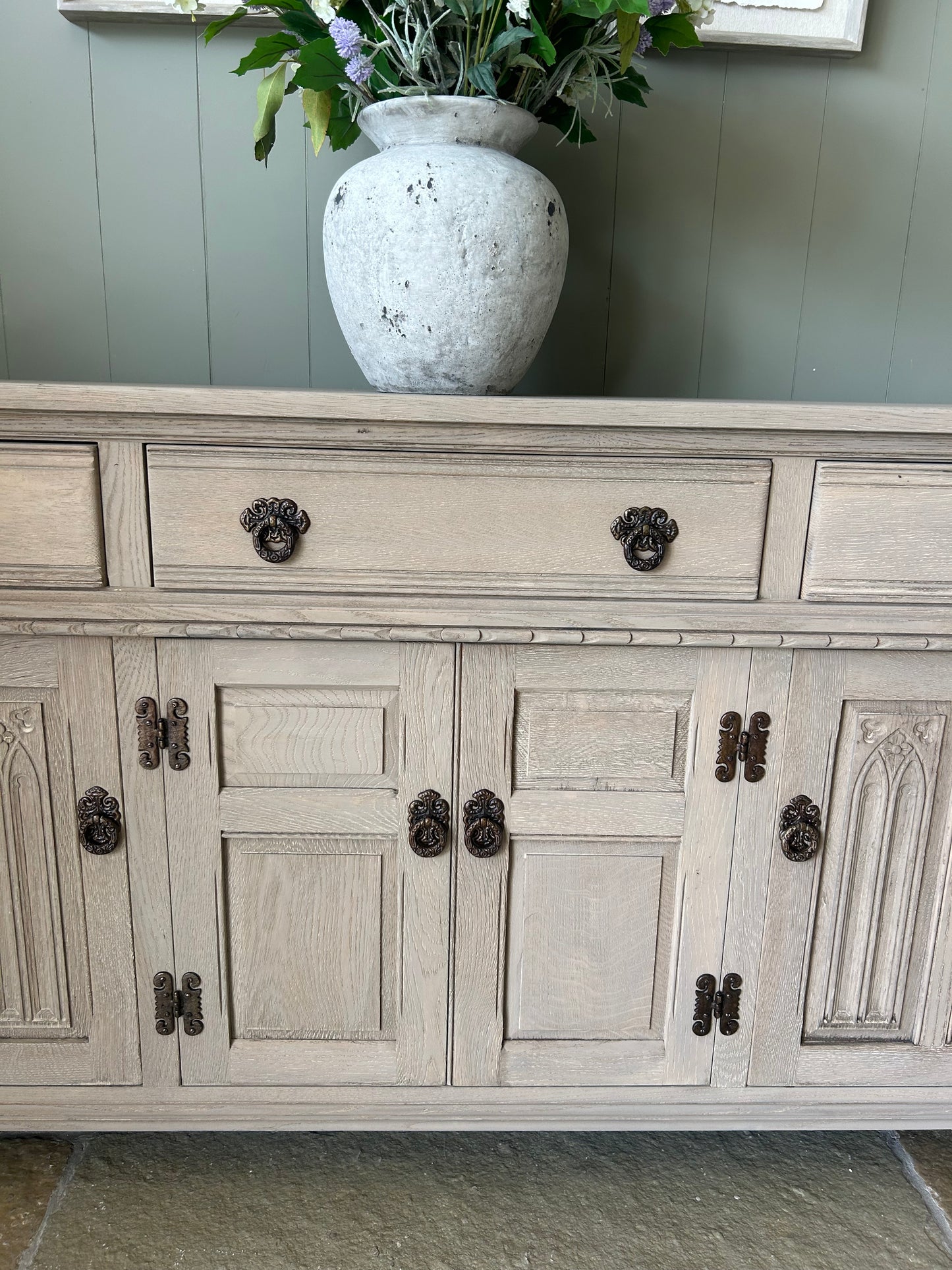 Large Weathered Oak Sideboard