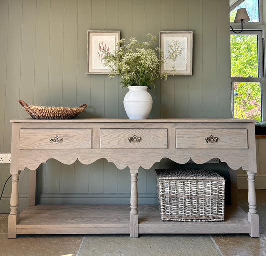 Large Solid Light Oak Console Table (181cm wide)