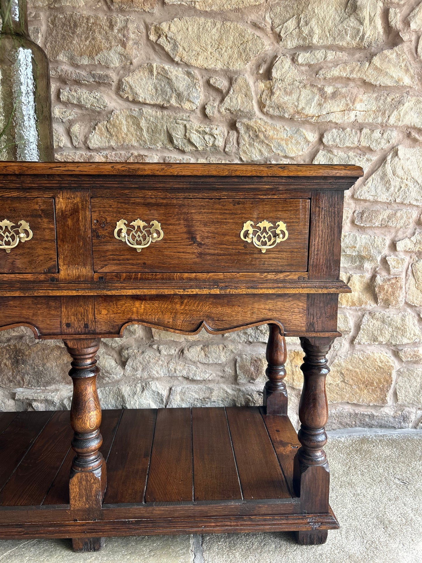 Antique Solid Oak Console Table (153cm wide)