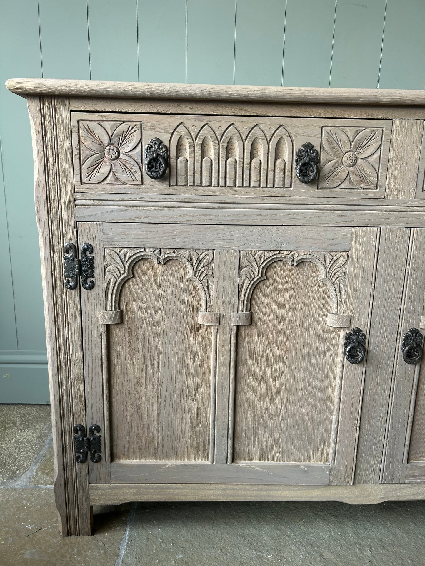 Small Vintage Weathered Oak Sideboard