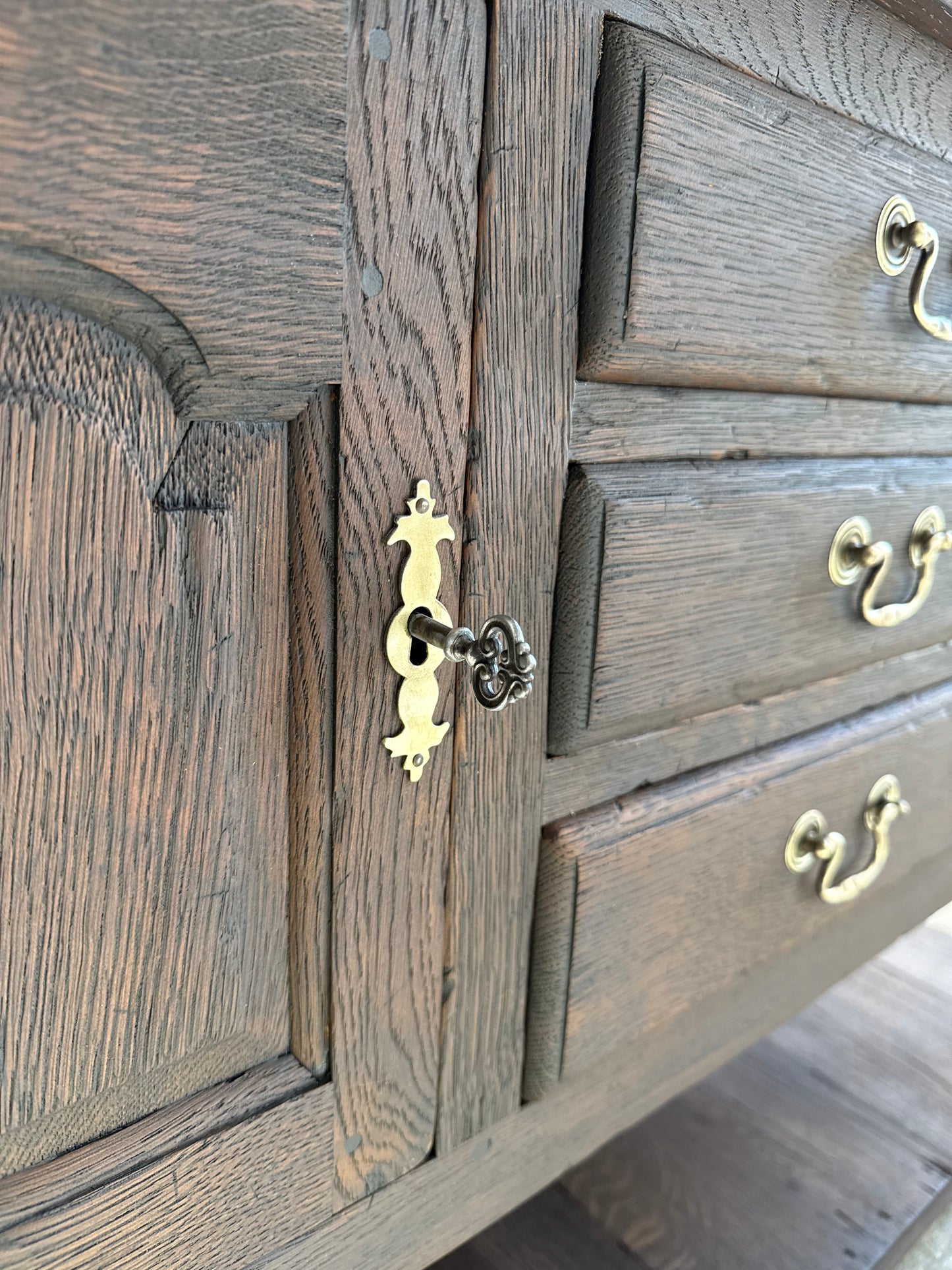 Antique Solid Oak Console Table
