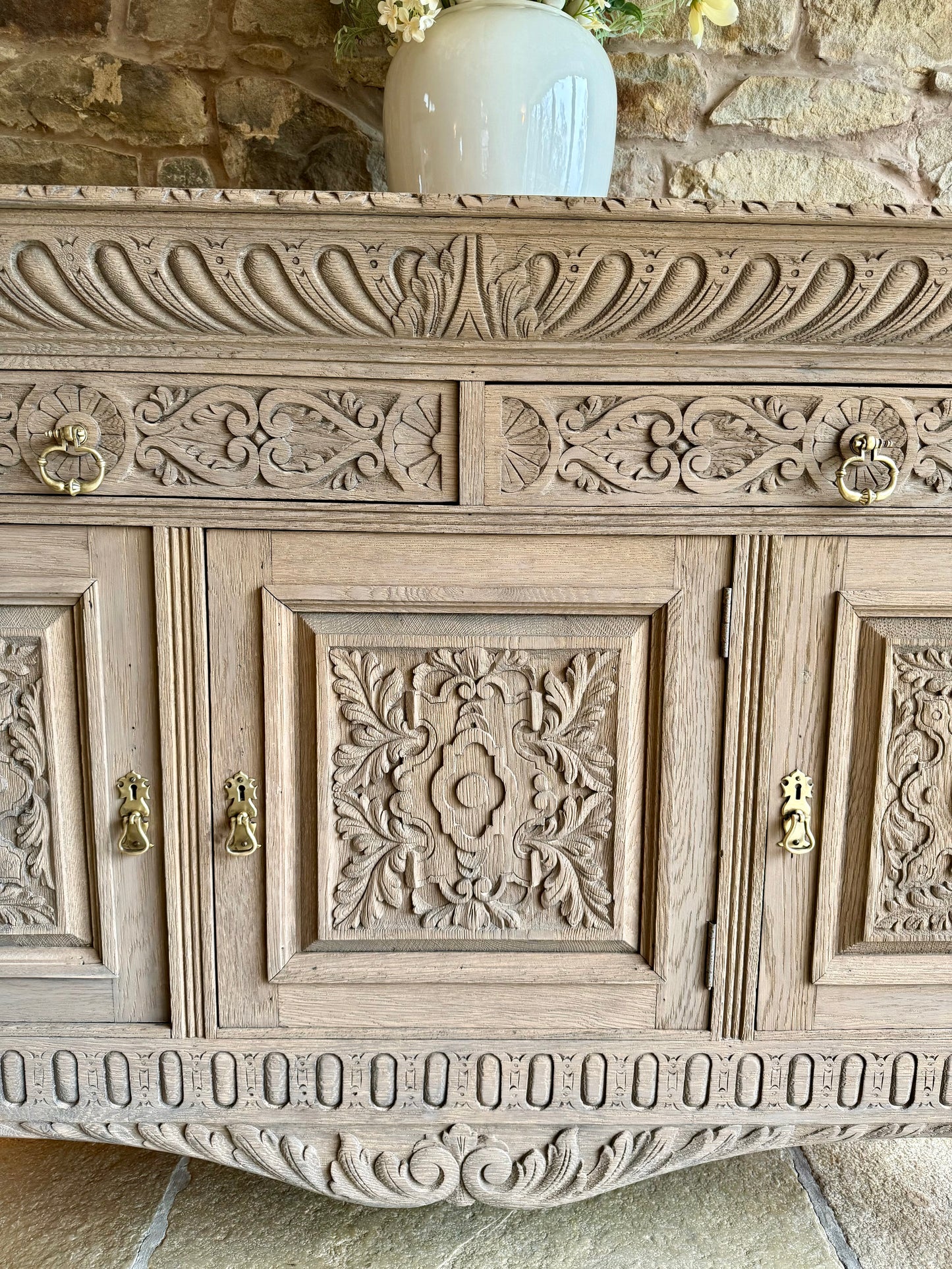 Beautiful Antique Carved Solid Oak Sideboard