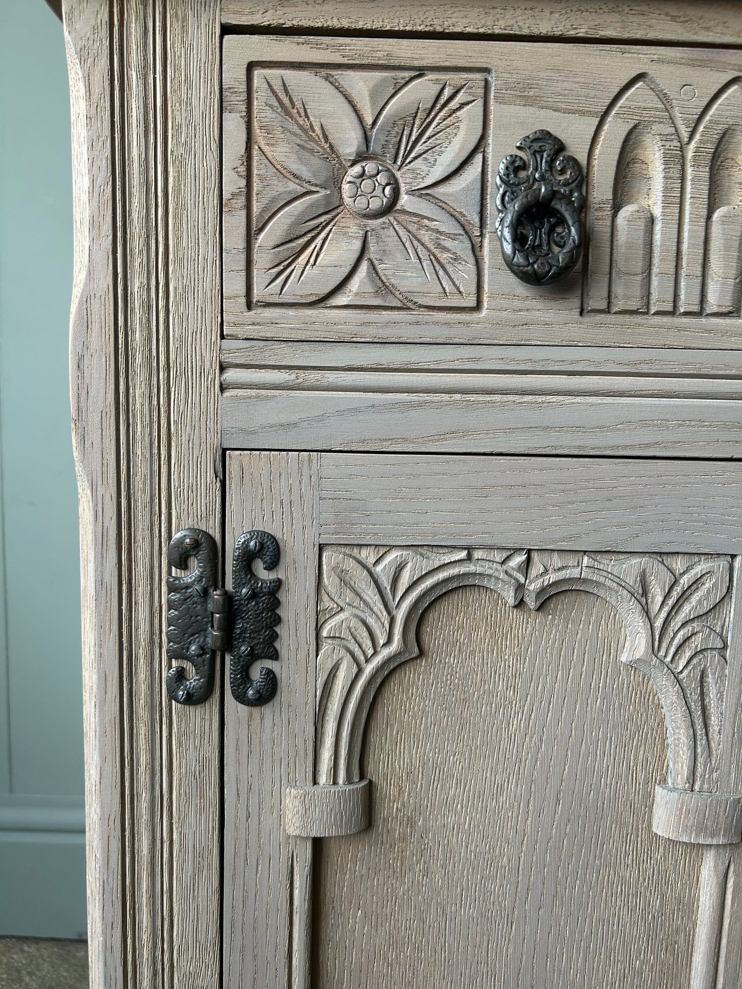 Small Vintage Weathered Oak Sideboard