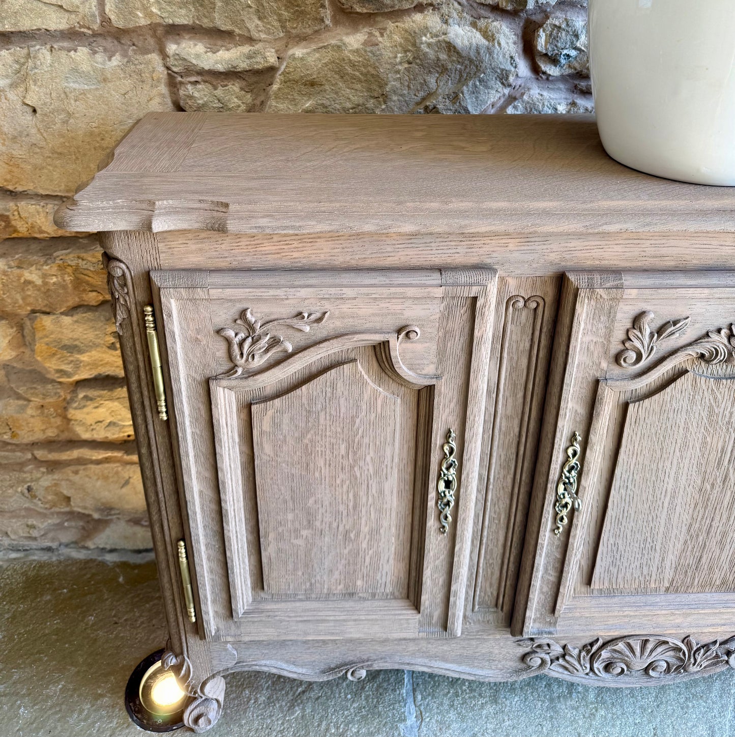 Narrow Vintage Oak Sideboard