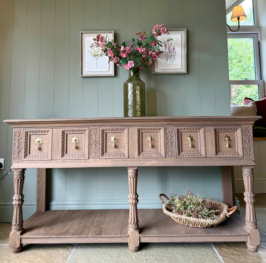 Solid Oak Antique Console Table in Warm Oak (168cm wide)