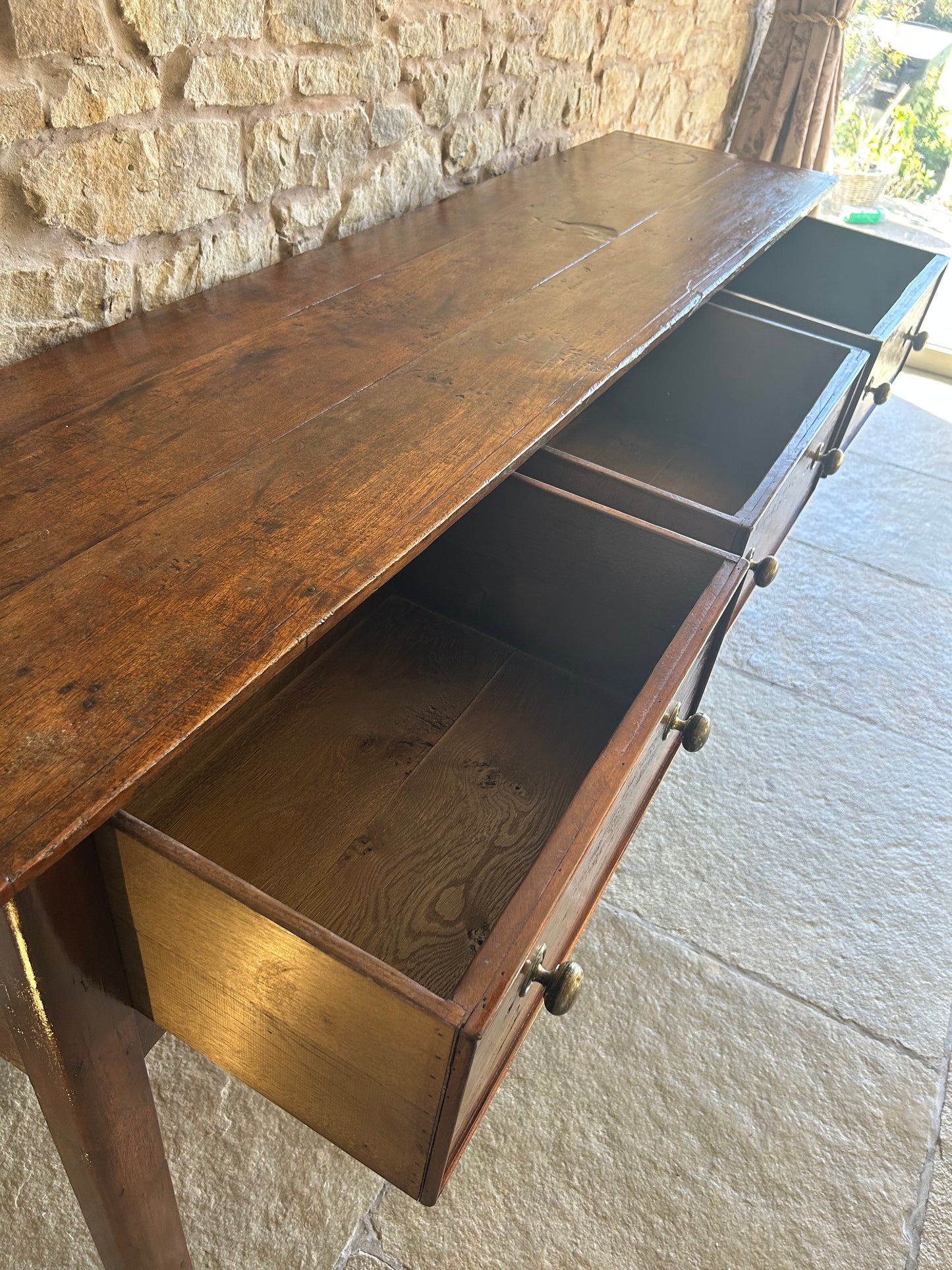 Large Antique Oak Console Table Sideboard
