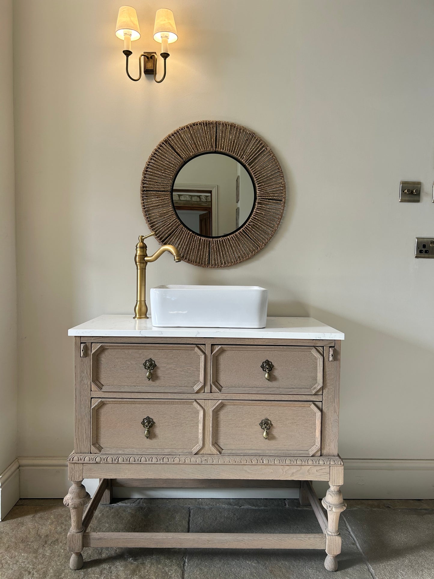 Quartz topped vintage vanity sink
