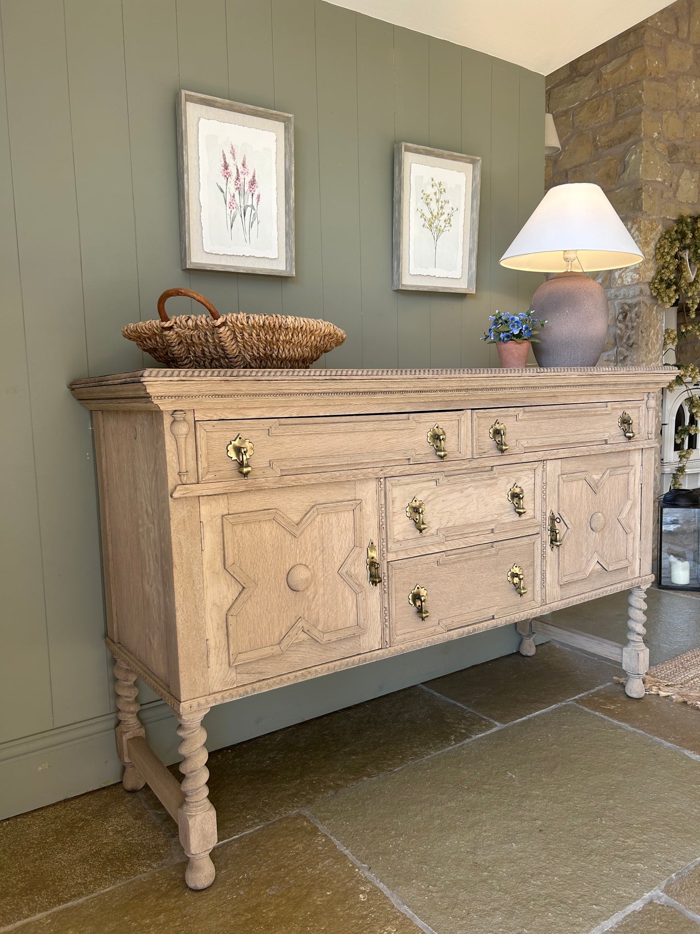 Medium Sized Rustic Raw Oak Sideboard