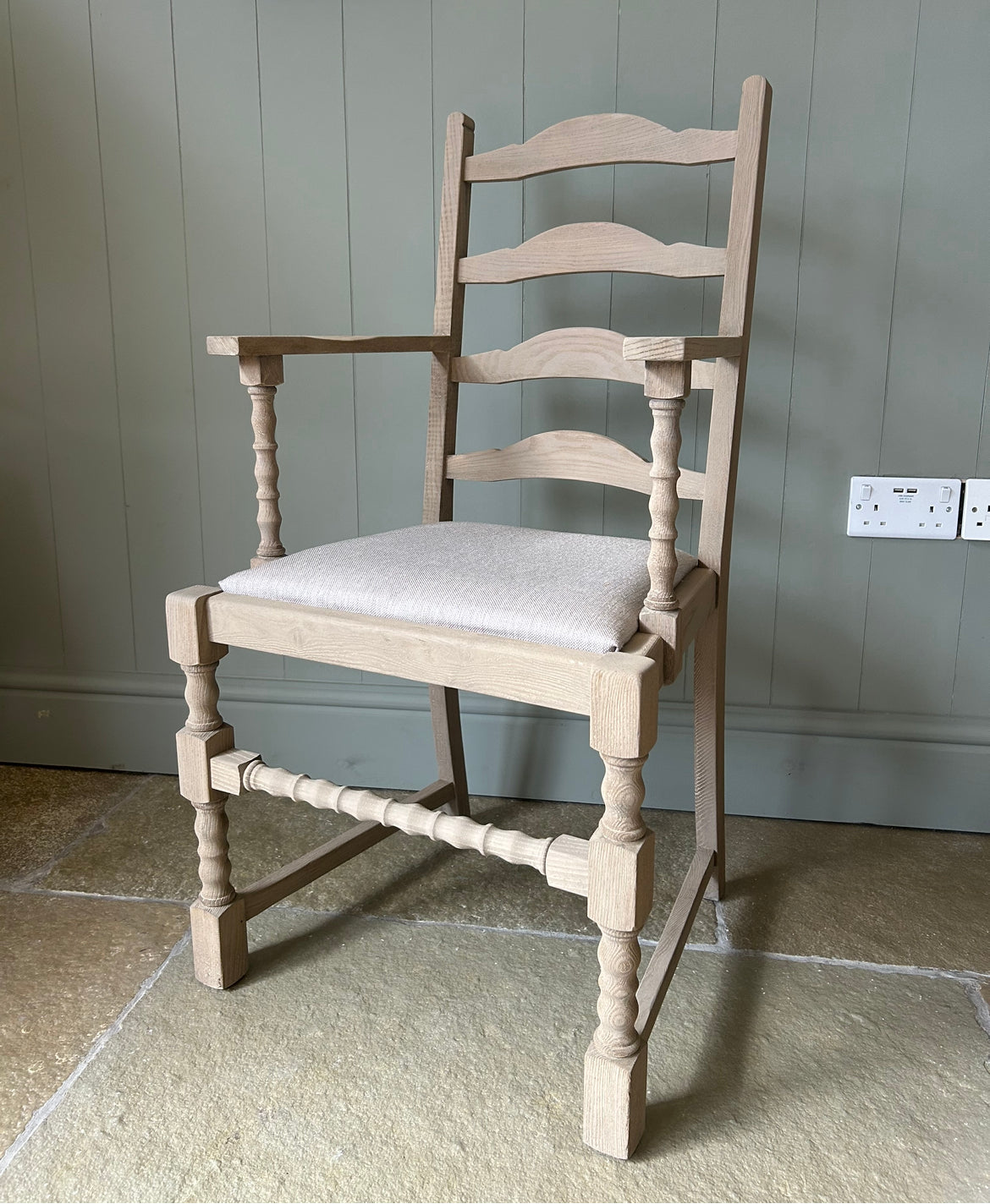 Vintage Weathered Oak Dining Table and 8 Chairs Set