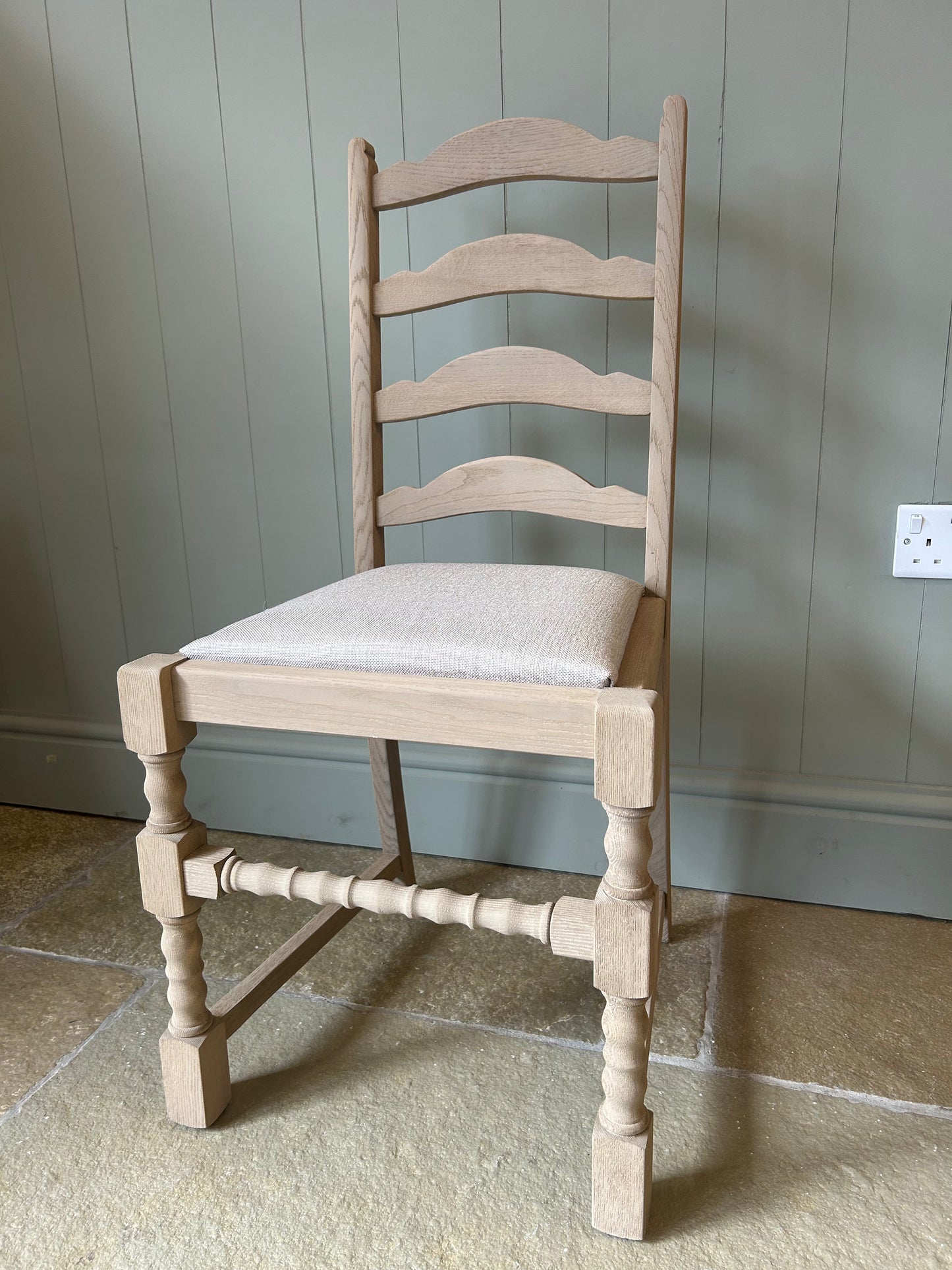 Vintage Weathered Oak Dining Table and 8 Chairs Set