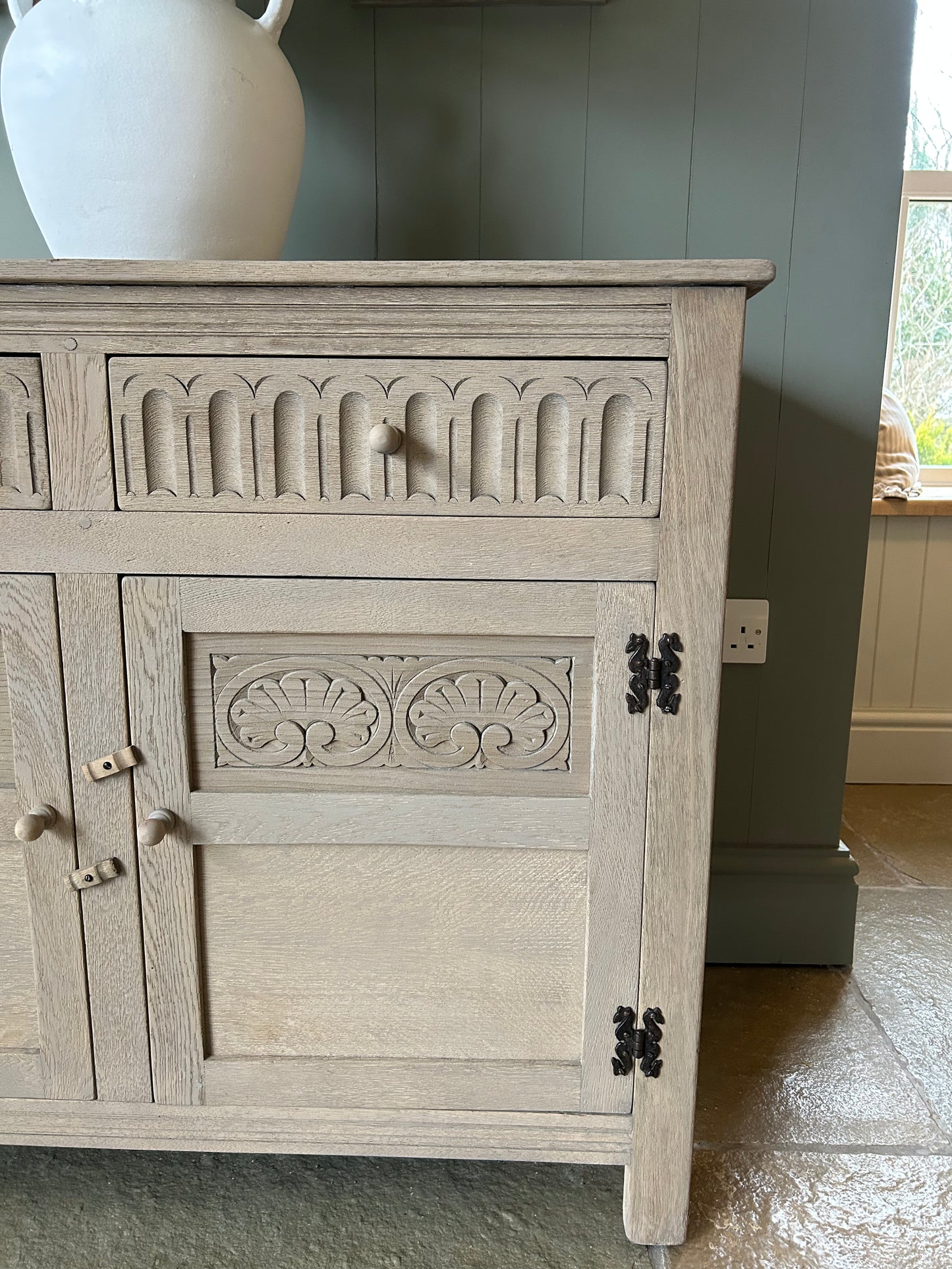 Small Vintage Weathered Oak Sideboard