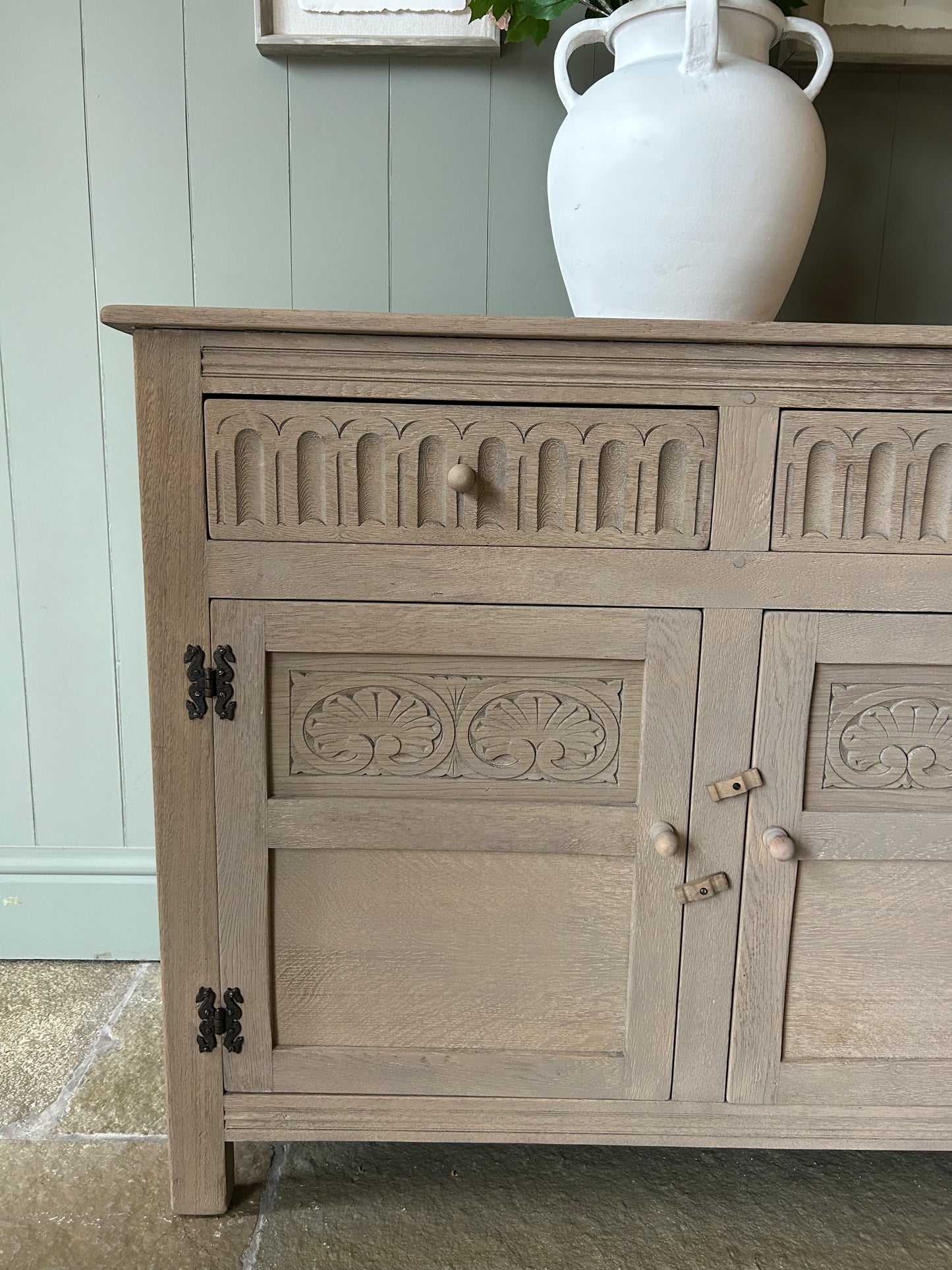 Small Vintage Weathered Oak Sideboard